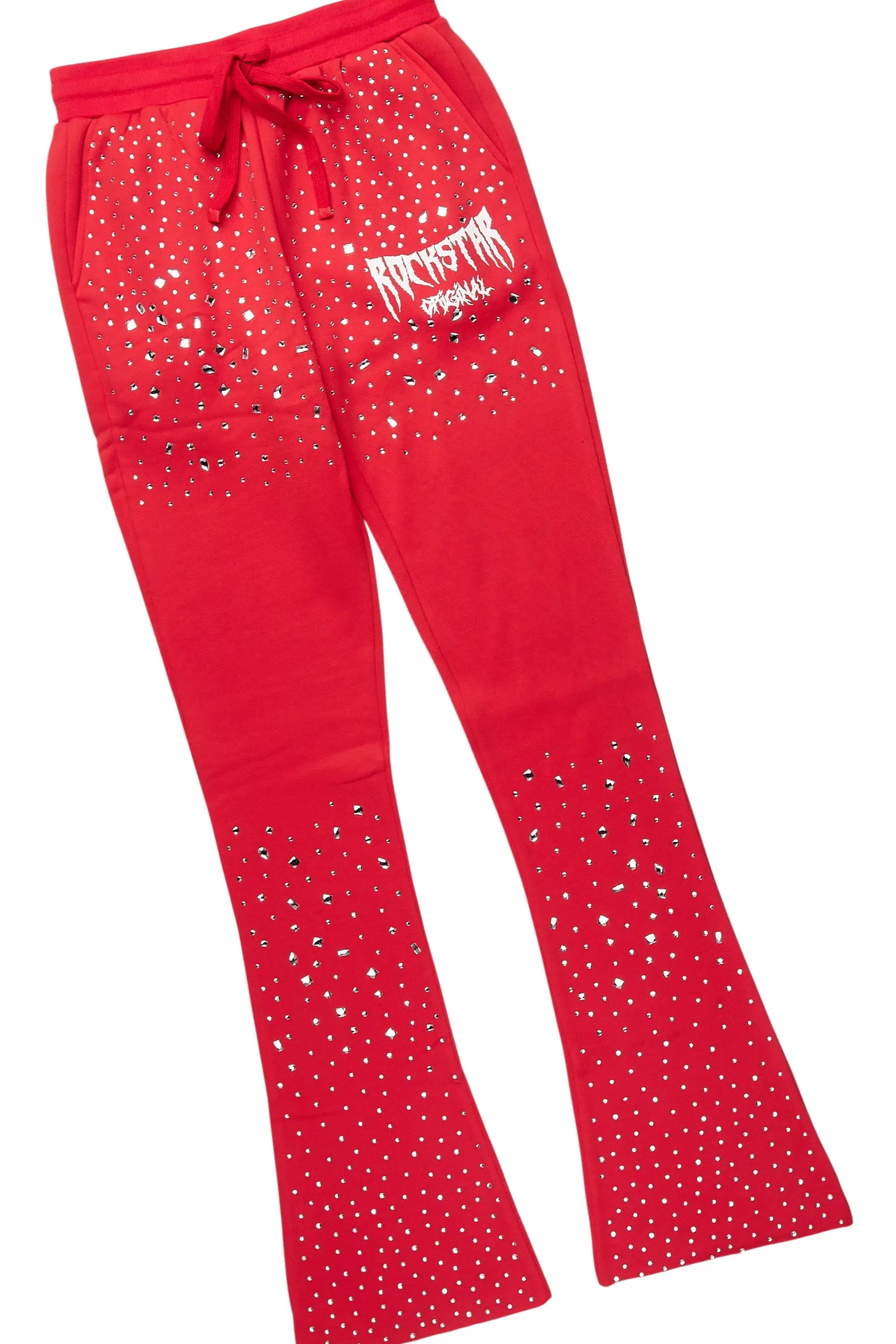 Porsha Red Rhinestone Stacked Track Set