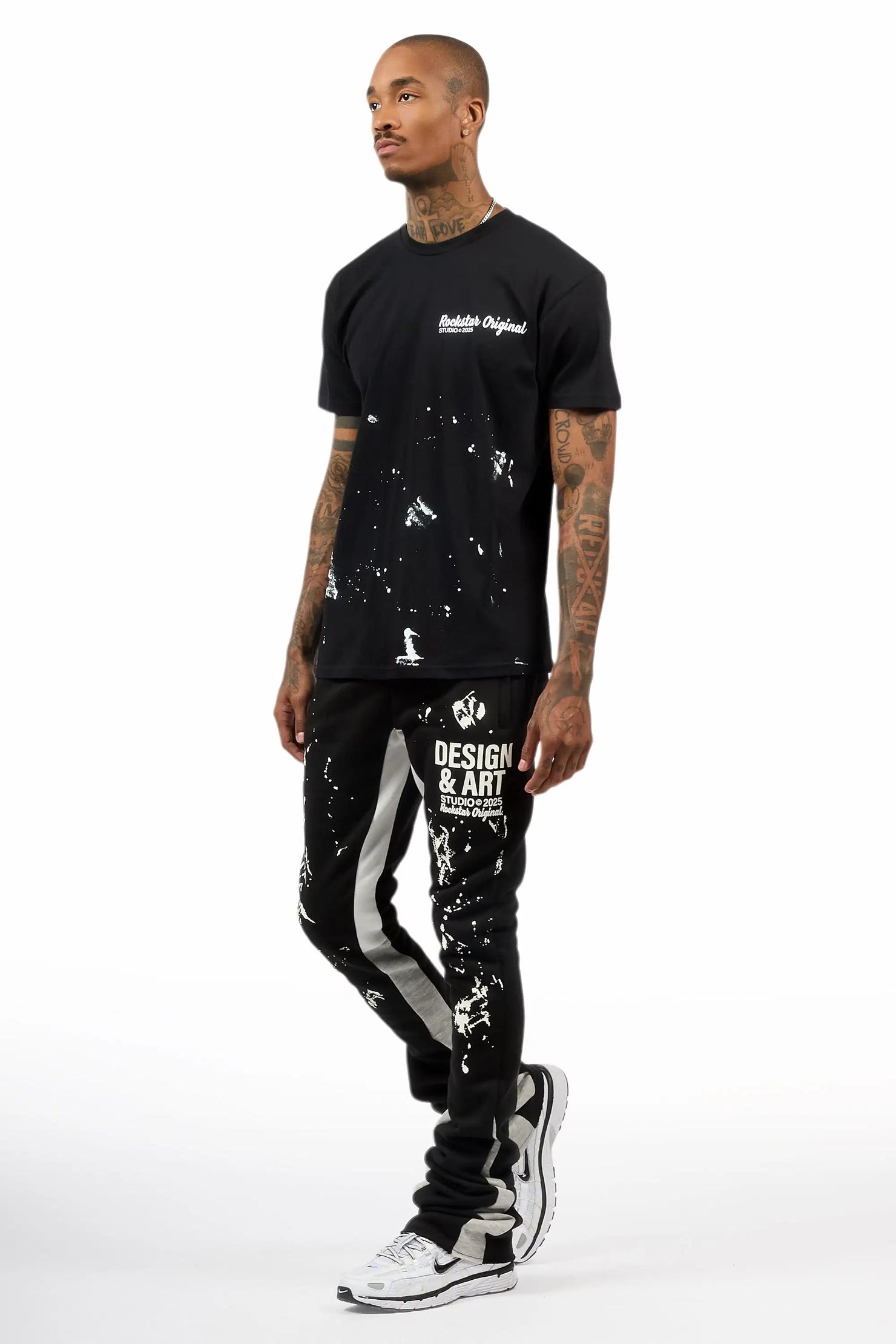 Damone Black/White T-Shirt/Super Stacked Track Set
