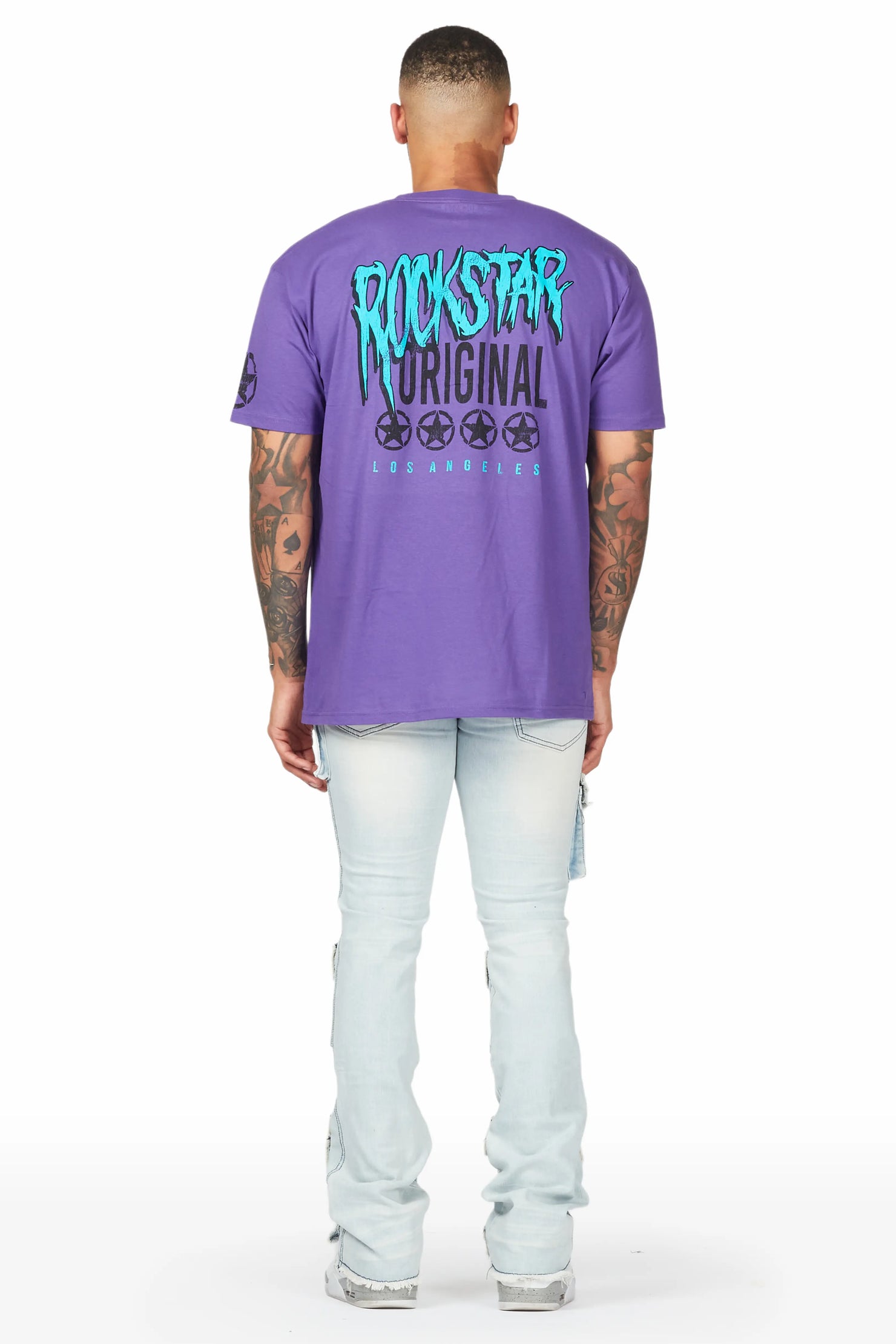 Zander Blue Stacked Flare Cargo Jean