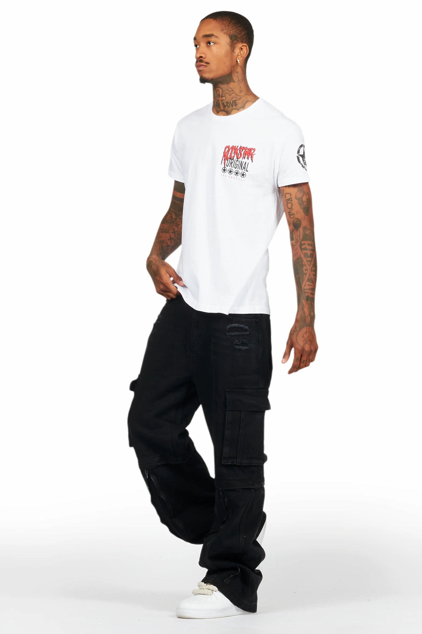 Rupert Black Baggy Fit Zip Off Jean