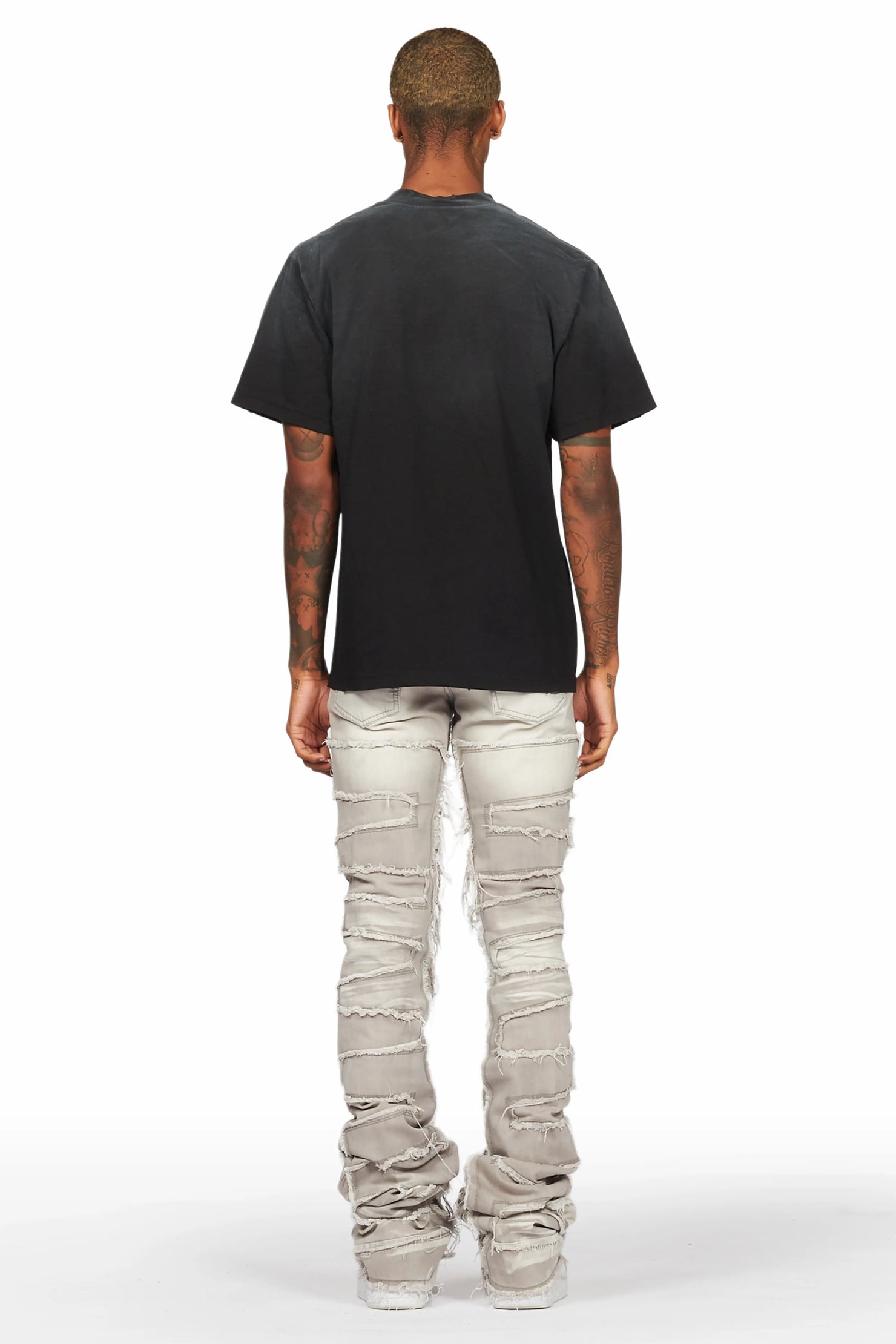 Macon Grey/Orange Painter Super Stacked Flare Jean