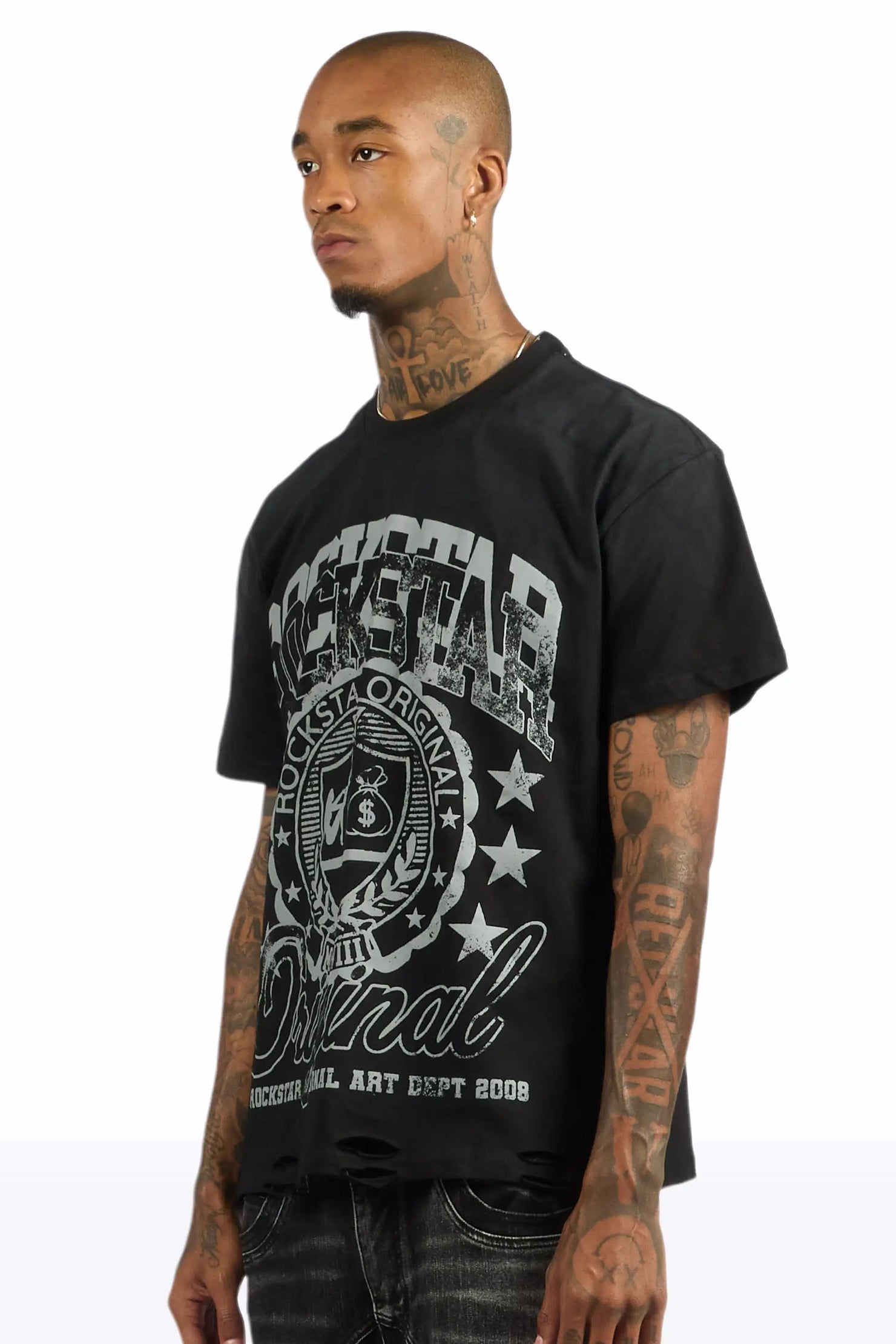 Dekar Black Oversized Graphic T-Shirt