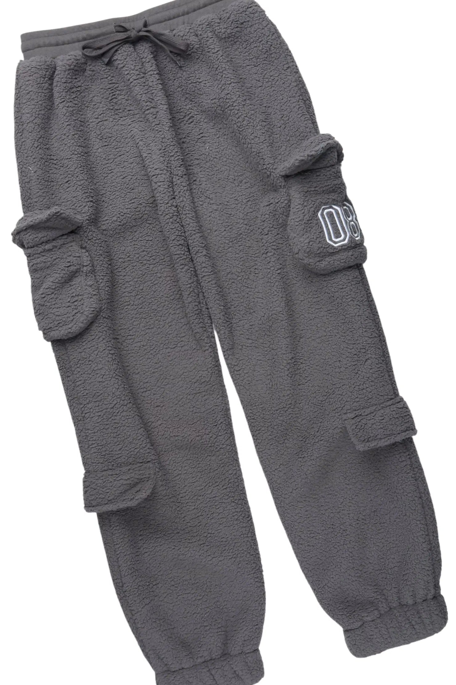 Renea Grey Sherpa Cargo Baggy Fit Track Set