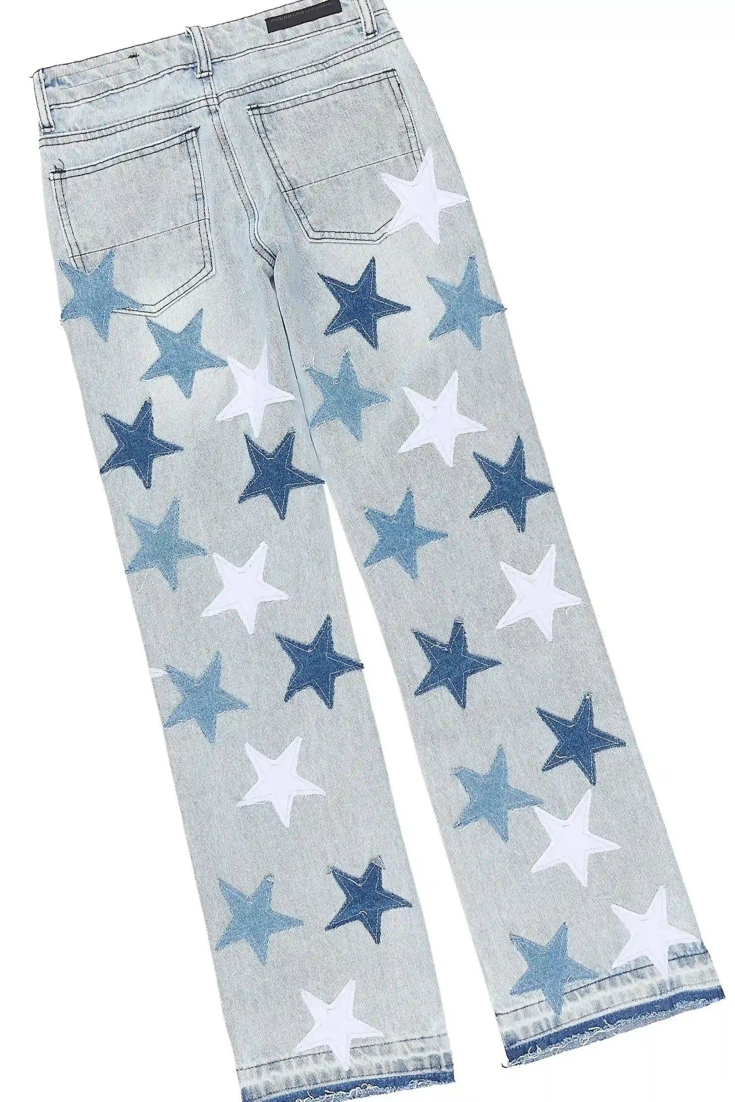 Boys Byson White/Blue T-Shirt Patchwork Jean Set