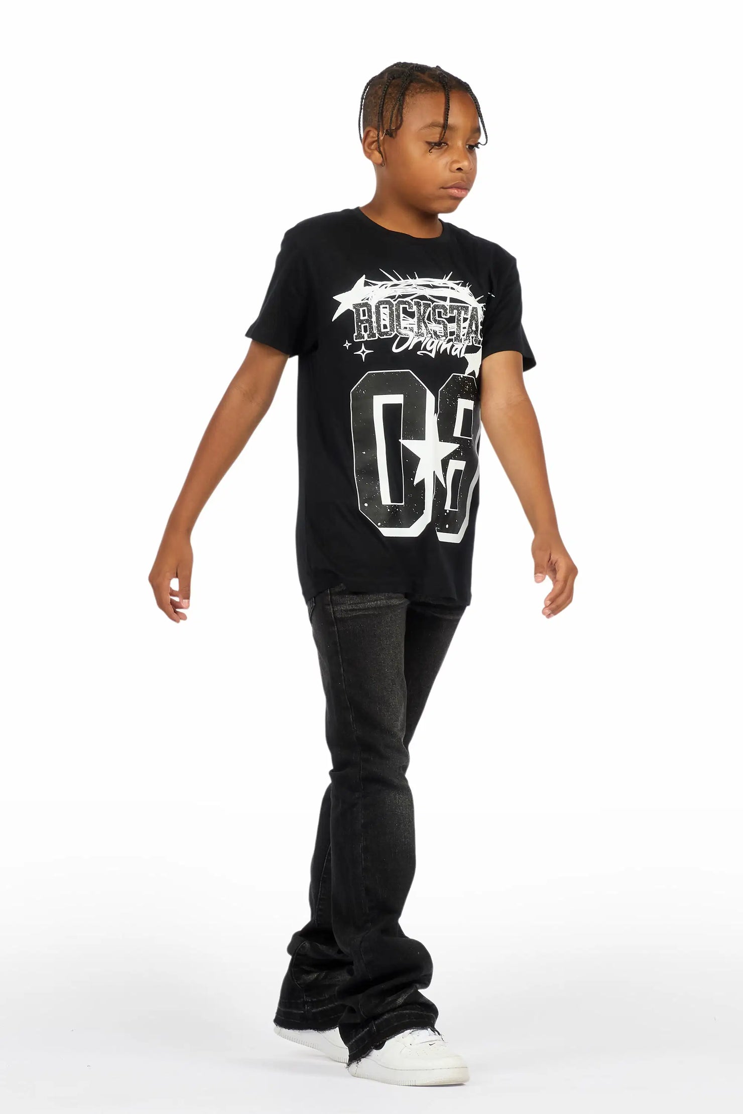 Boys Dag Dark Grey Stacked Flare Jean