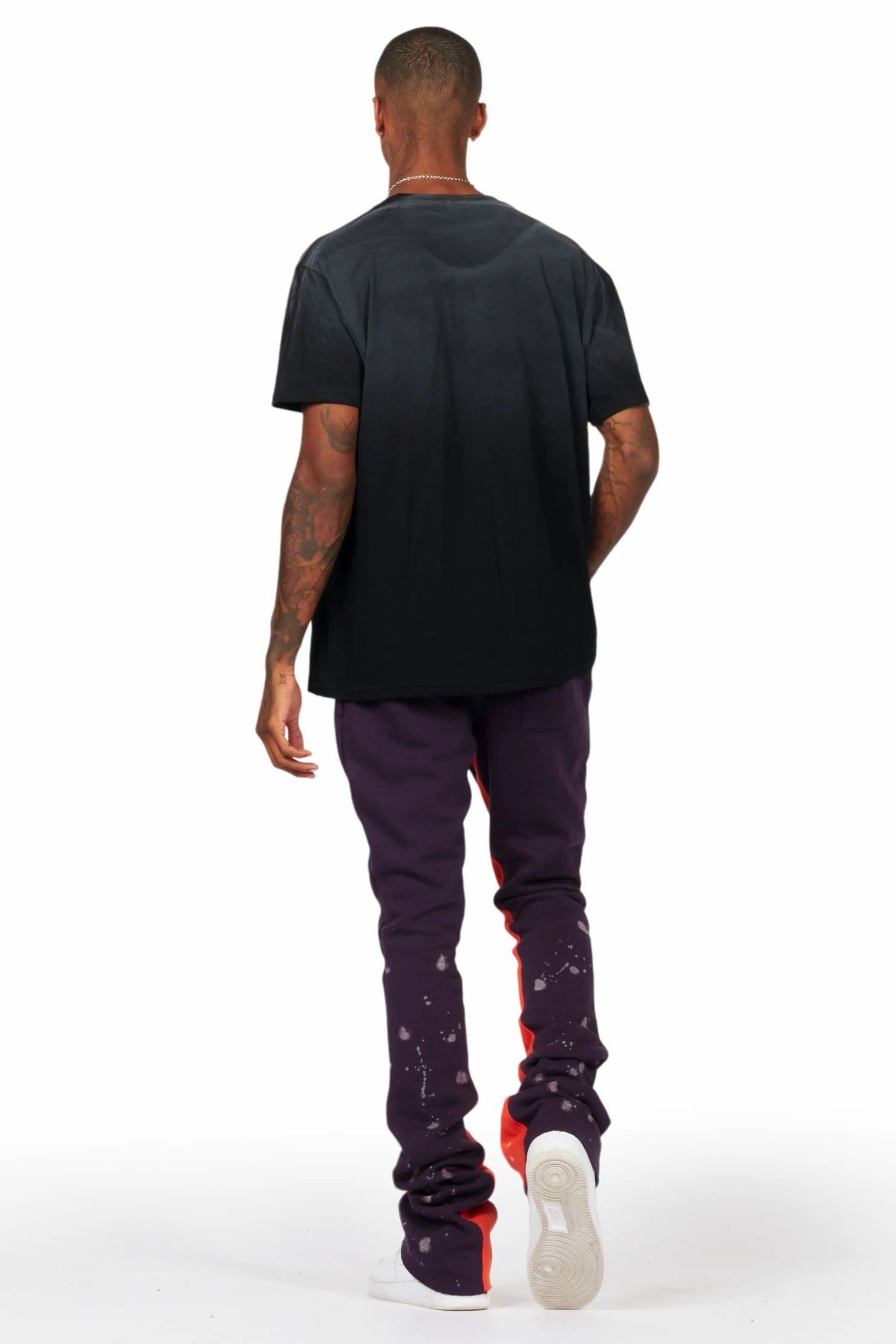 Uko Purple Patchwork Stacked Flare Track Pant