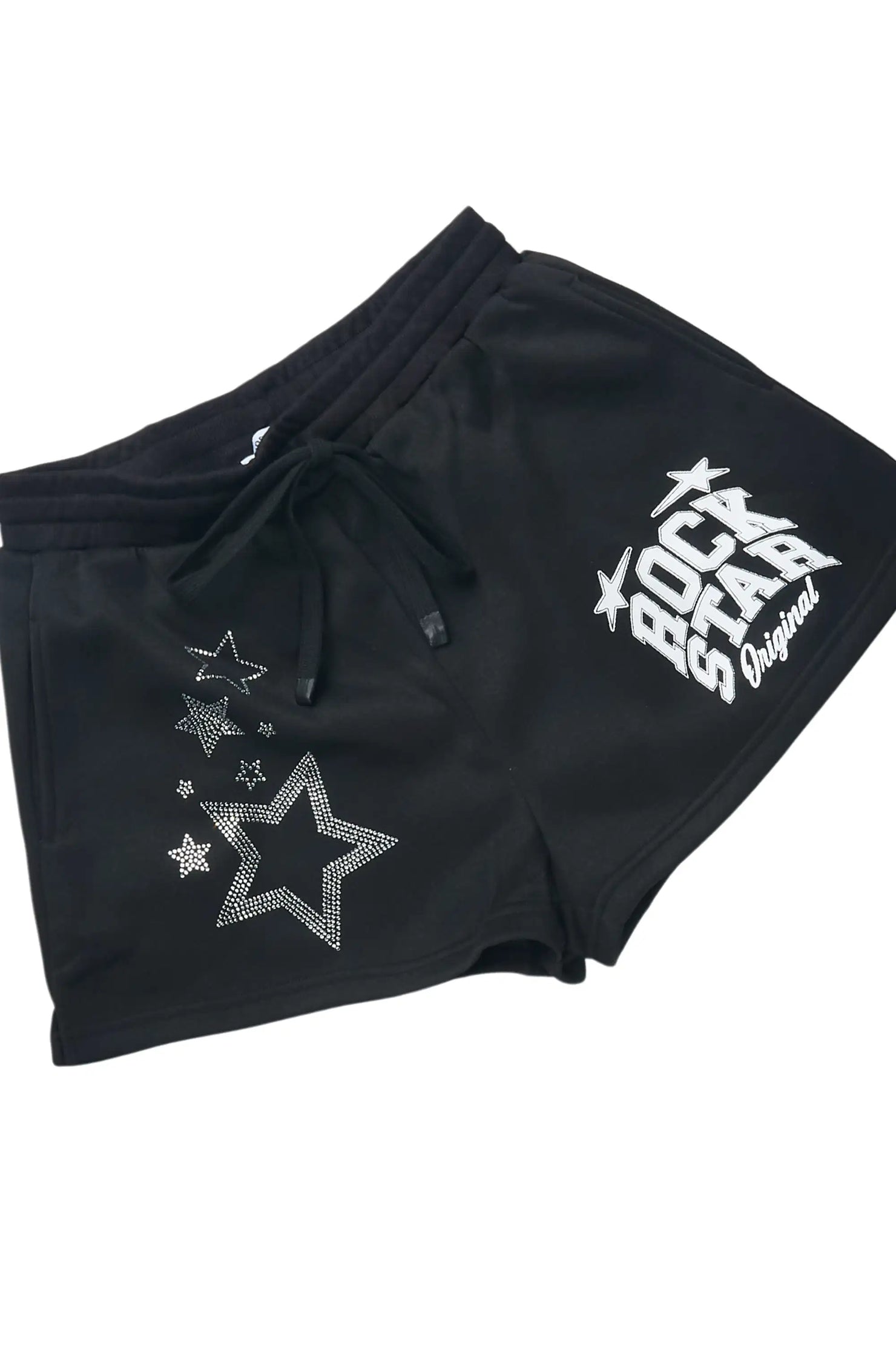 Flaveya Black Rhinestone T-Shirt Short Set