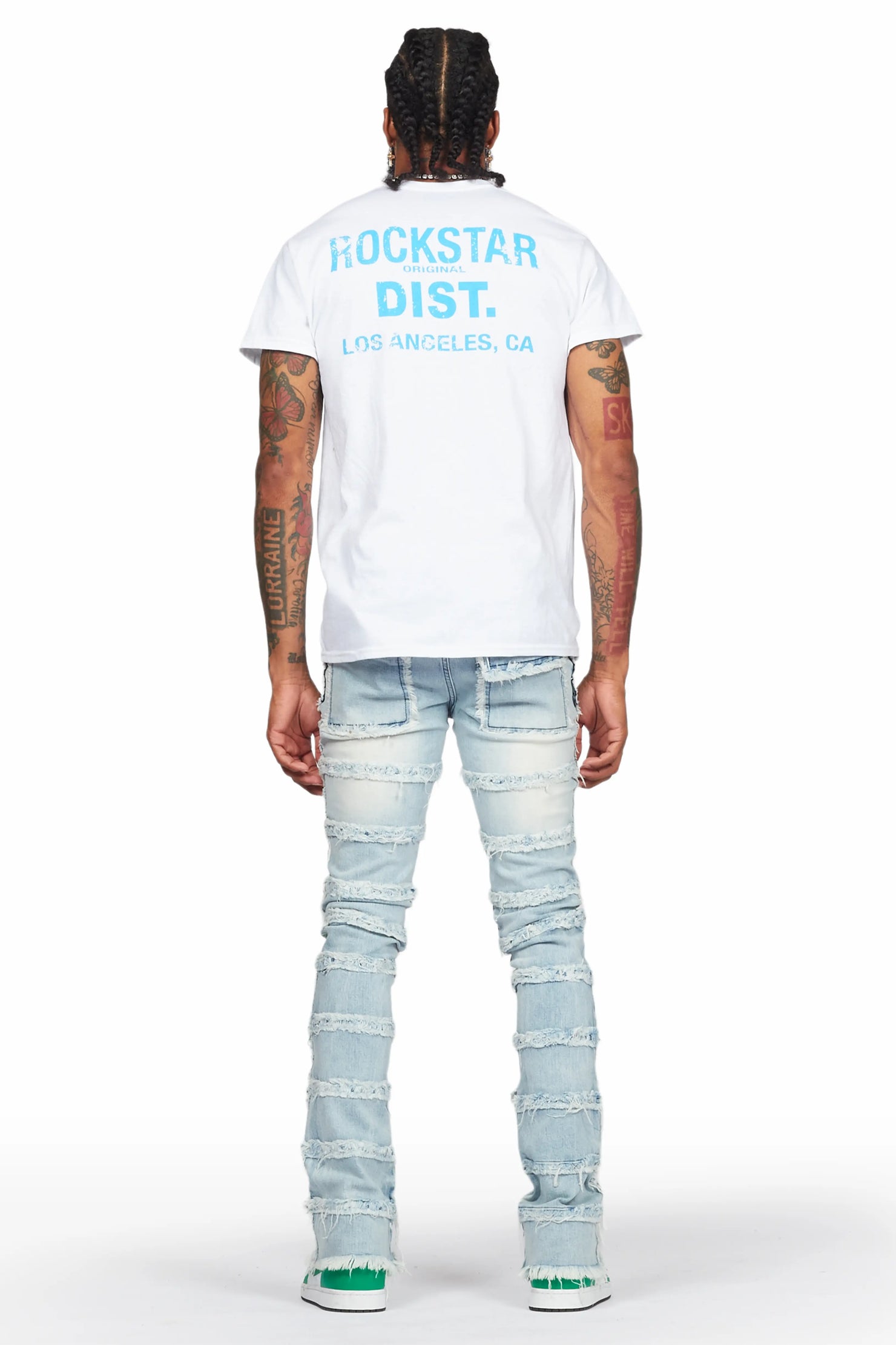 Jadin Blue Painter Stacked Flare Jean
