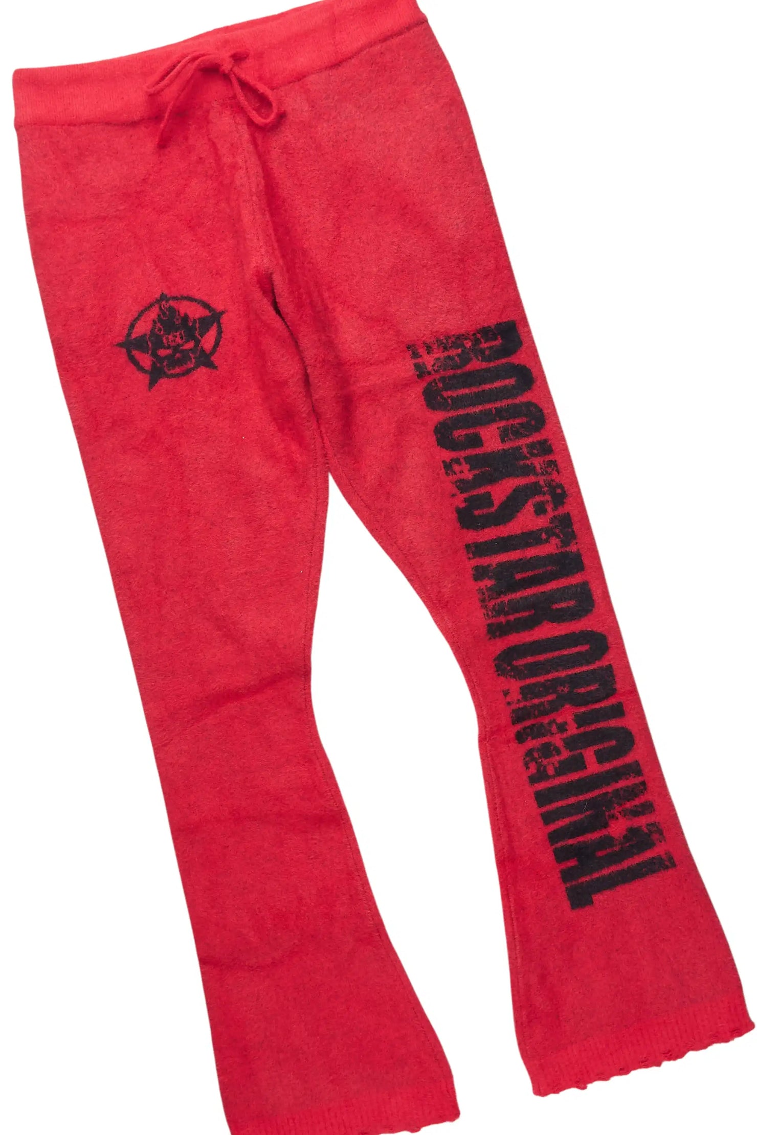 Keve Black/Red T-Shirt/Knitted Mohair Flare Pant Set