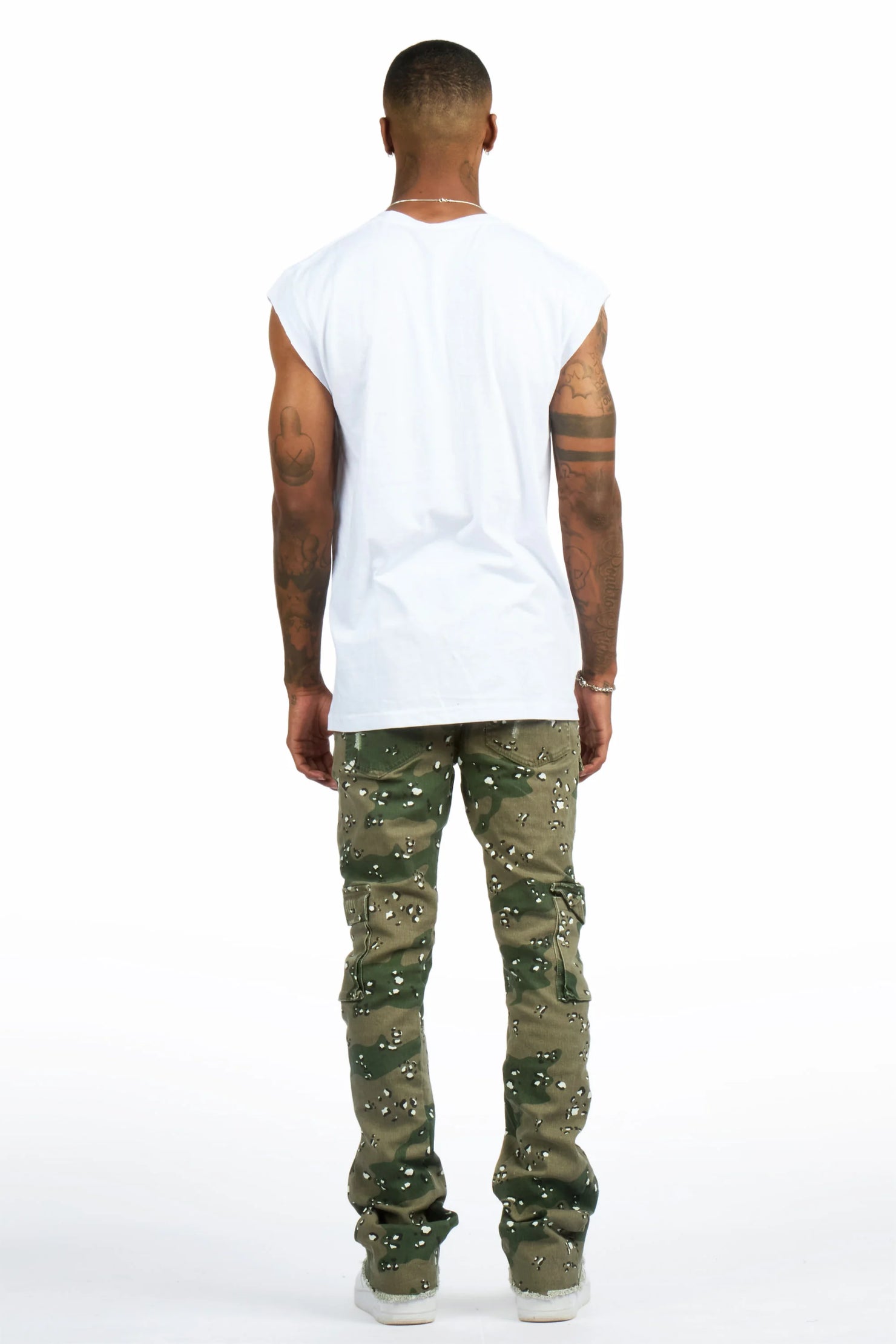 Kingston White/Camo Graphic T-Shirt & Kade Stacked Flare Jean Set