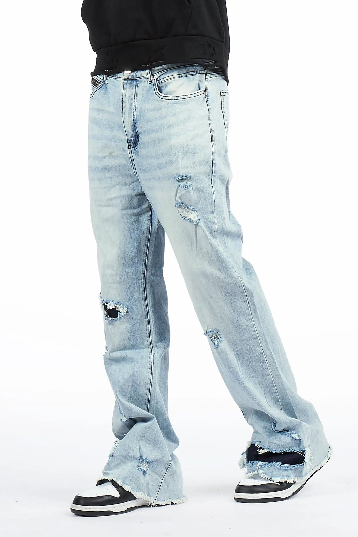 Brisbo Light Blue Relaxed Stacked Flare Jean