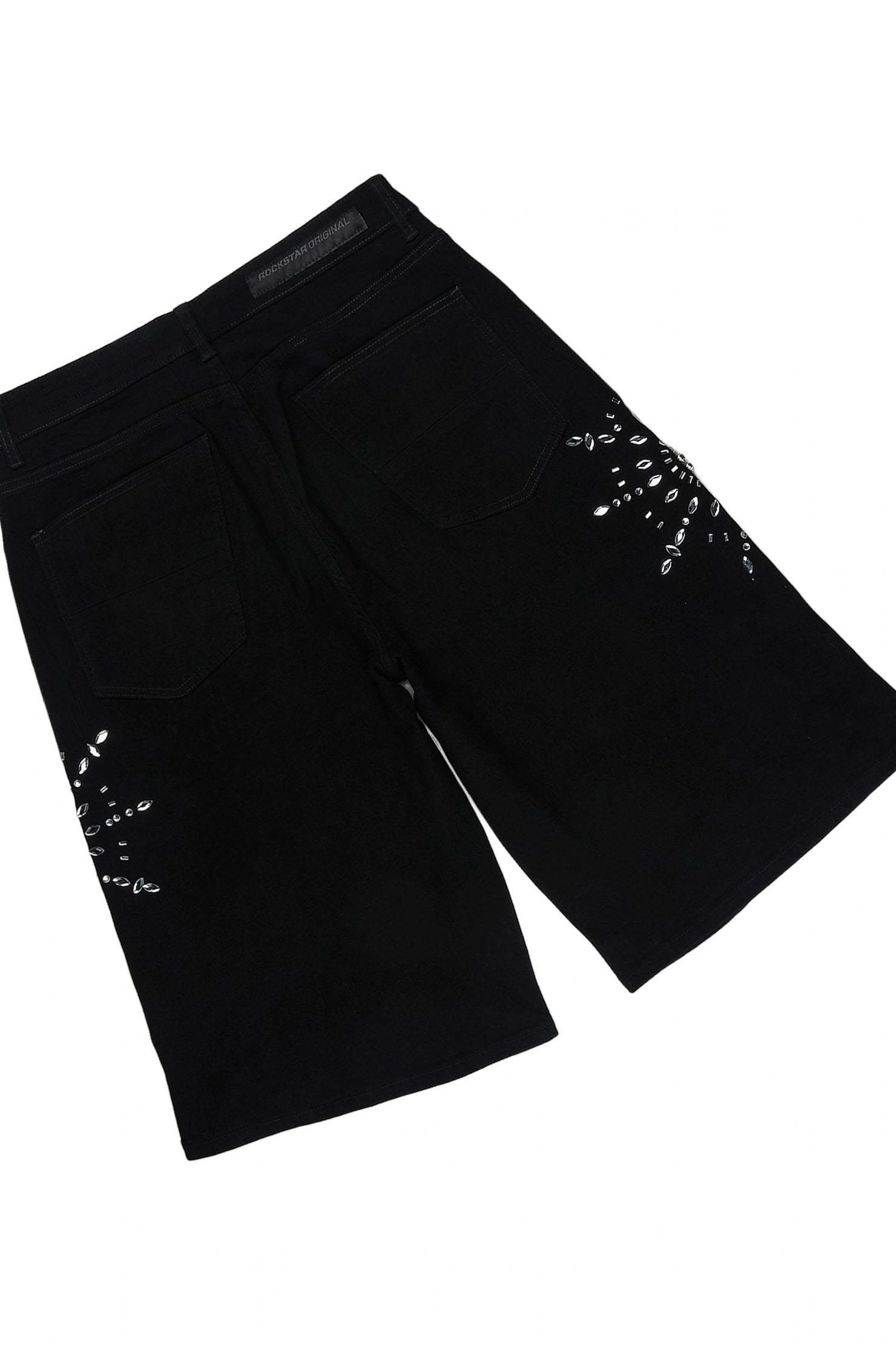 Tryst Black Rhinestone T-Shirt Denim Short Set