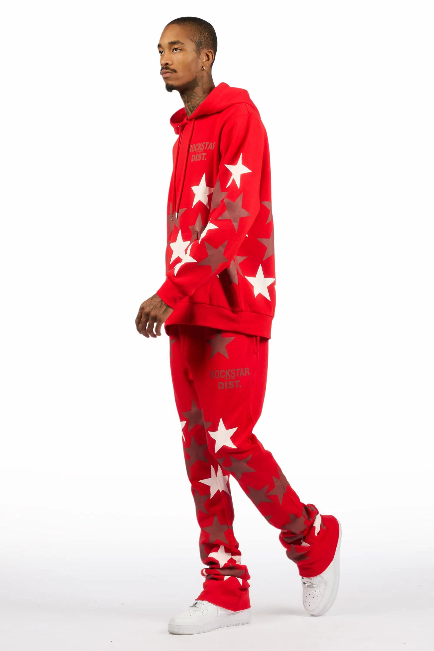 Starlane Red Hoodie Stacked Flare Fit Track Set