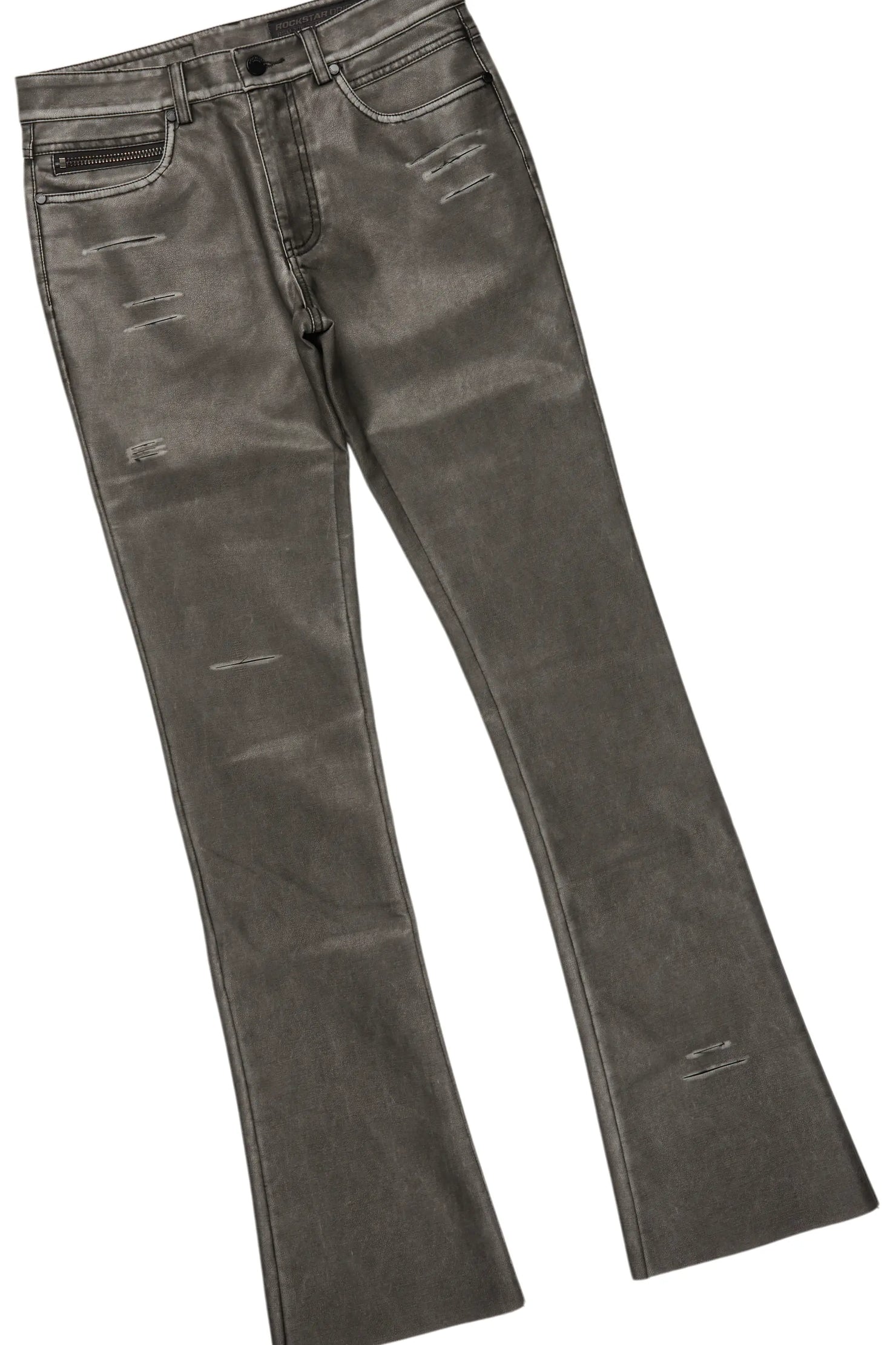 Yooz Heather Grey Hoodie & Deco Stacked Flare PU Jean Bundle