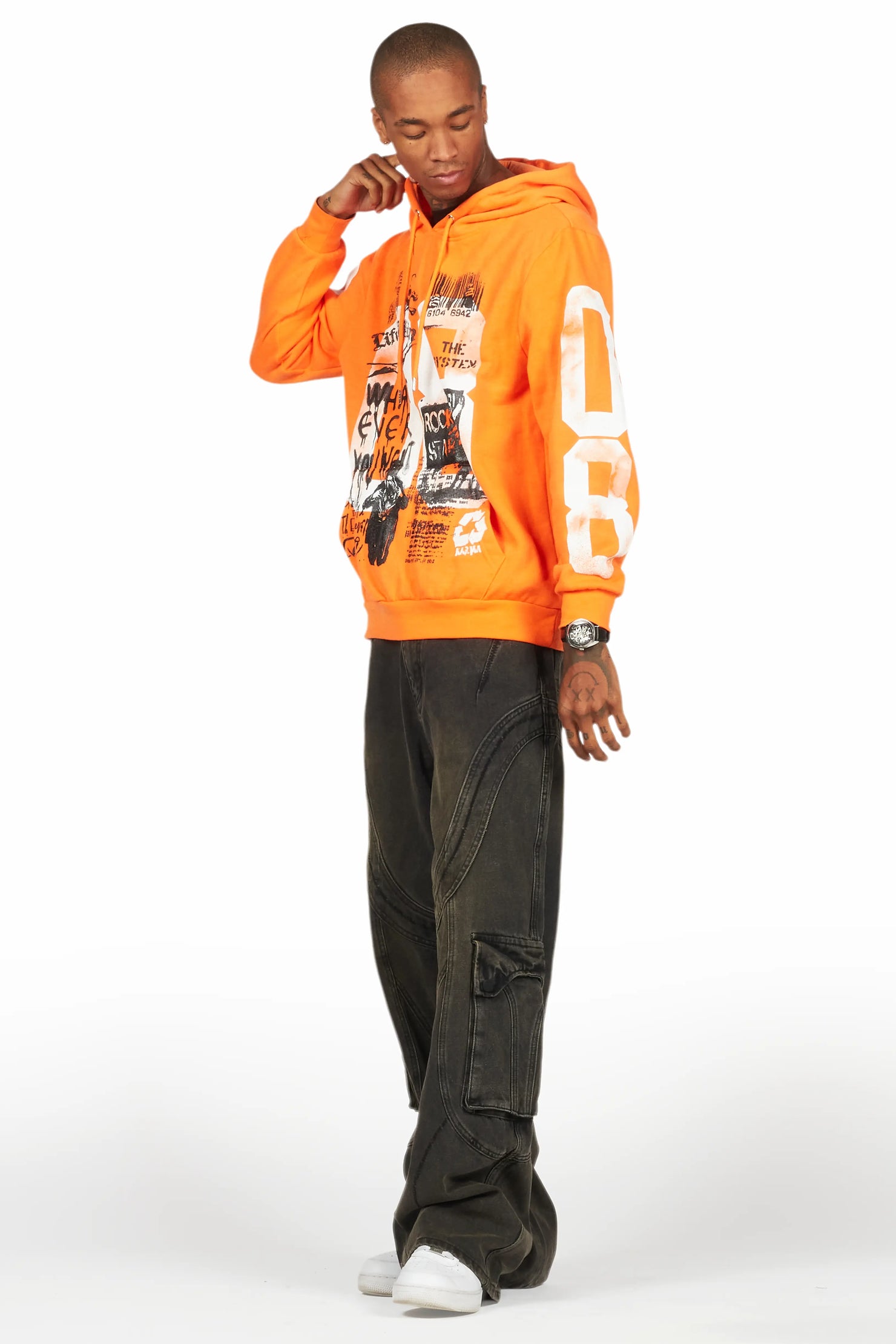 Grill Orange/White Graphic Hoodie