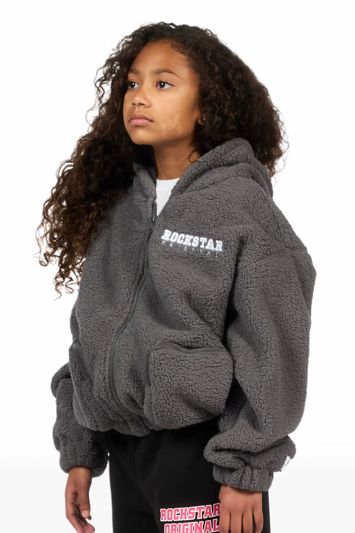 Girls Lonia Grey Sherpa Jacket