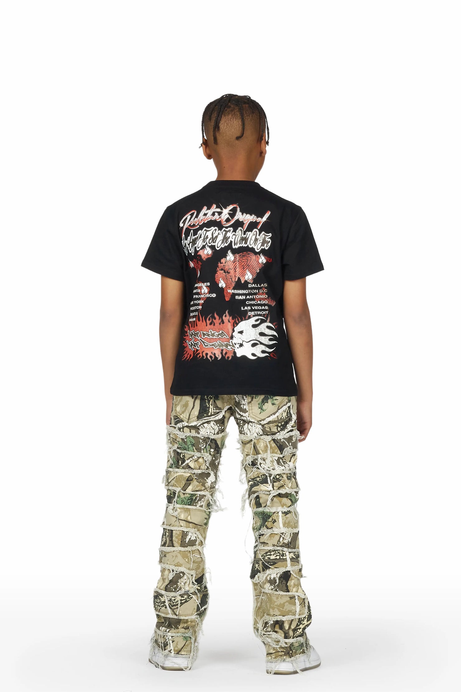 Boys Shake Camo Stacked Flare Jean