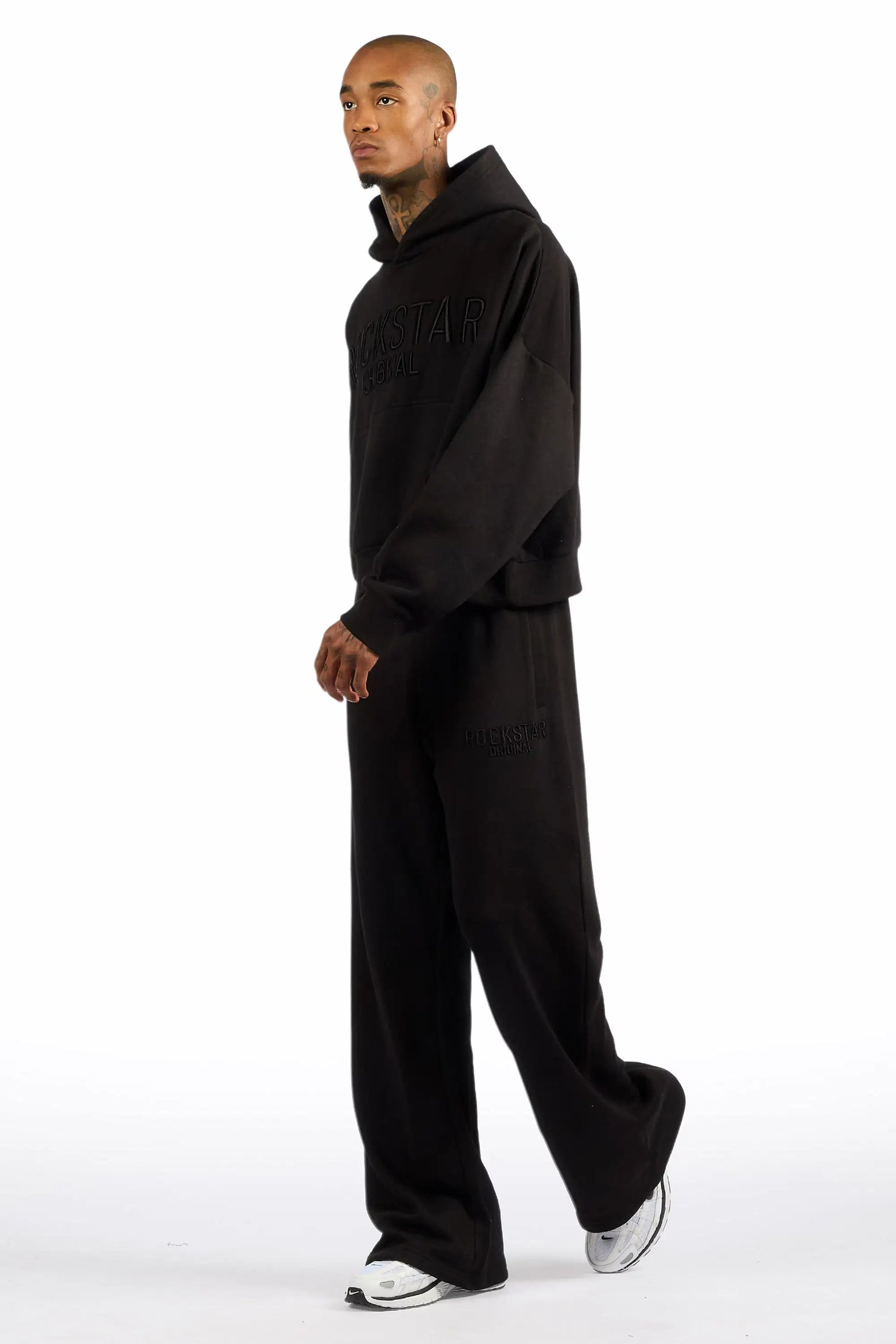 Alpha Black Hoodie/Baggy Track Pant Set