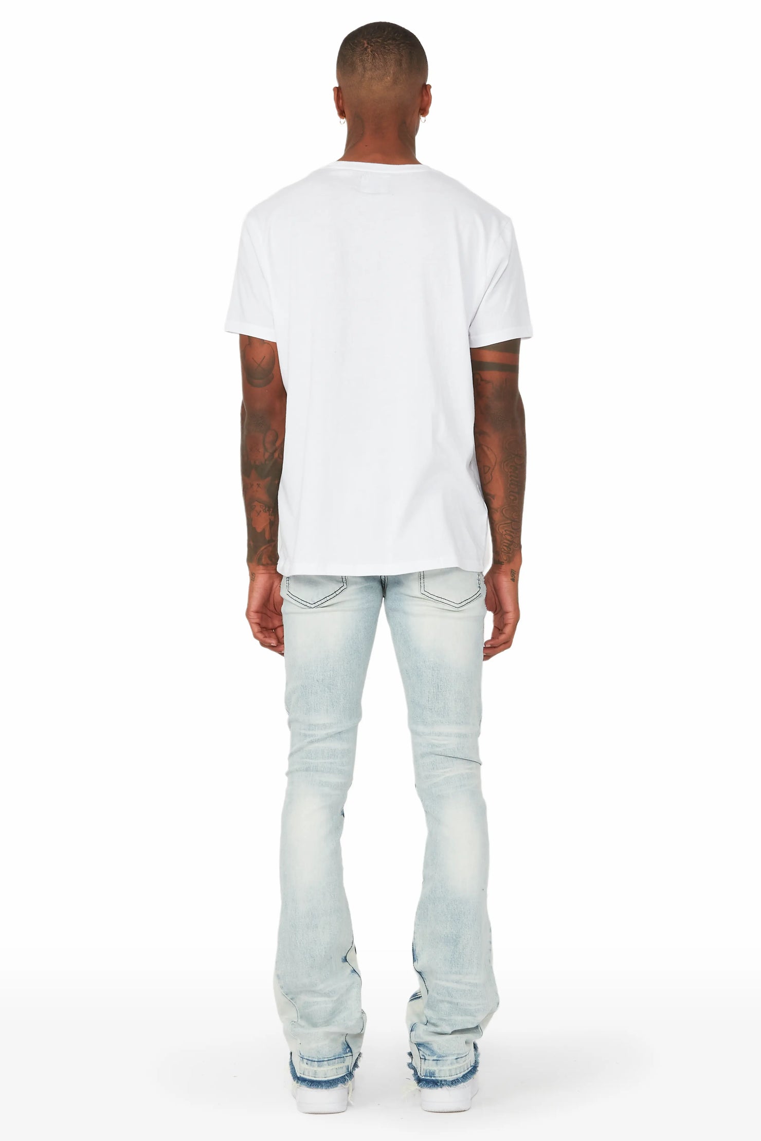 Cato Graphic Stacked Flare Jean-Blue