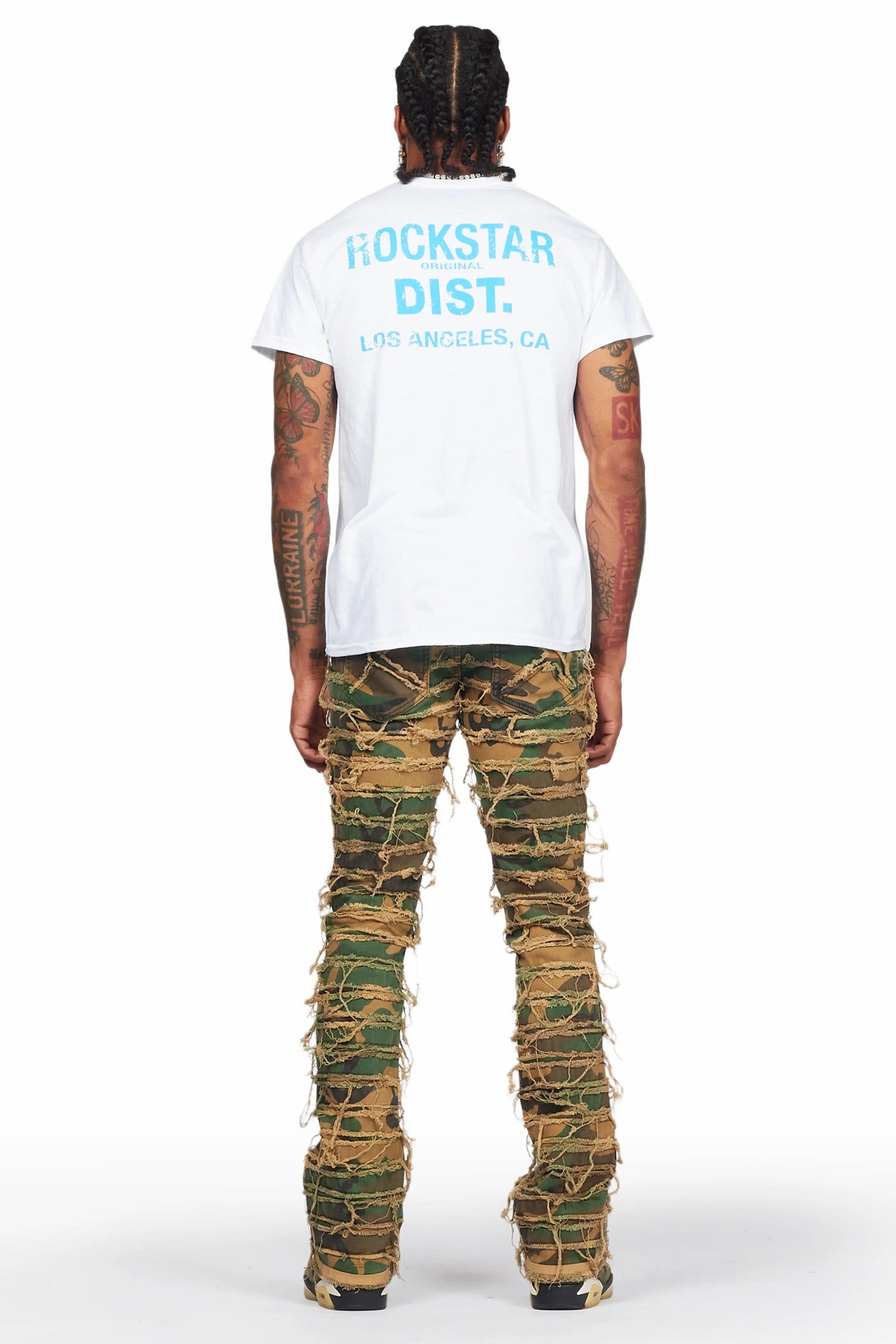 Xuan Faded Camo Painter Stacked Flare Jean