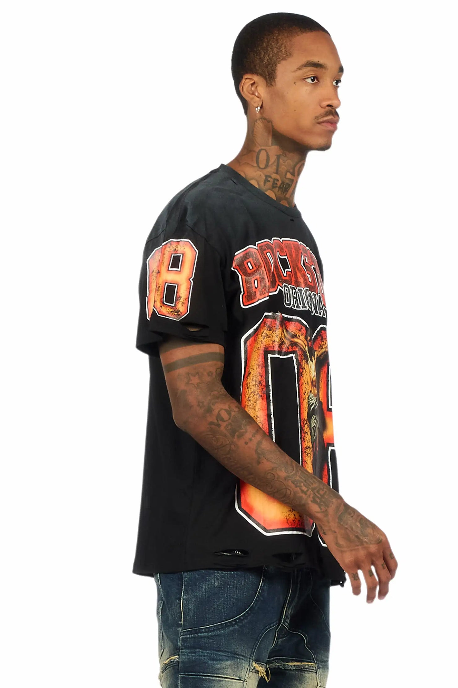 Fields Black/Orange Oversized Graphic T-Shirt