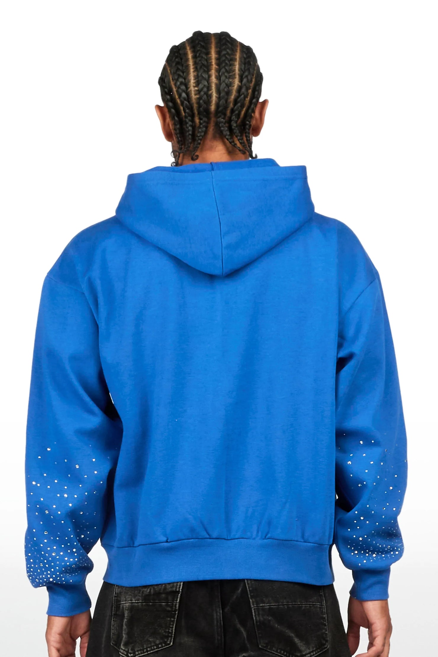 Borya Royal Blue Rhinestone Zip Up Hoodie