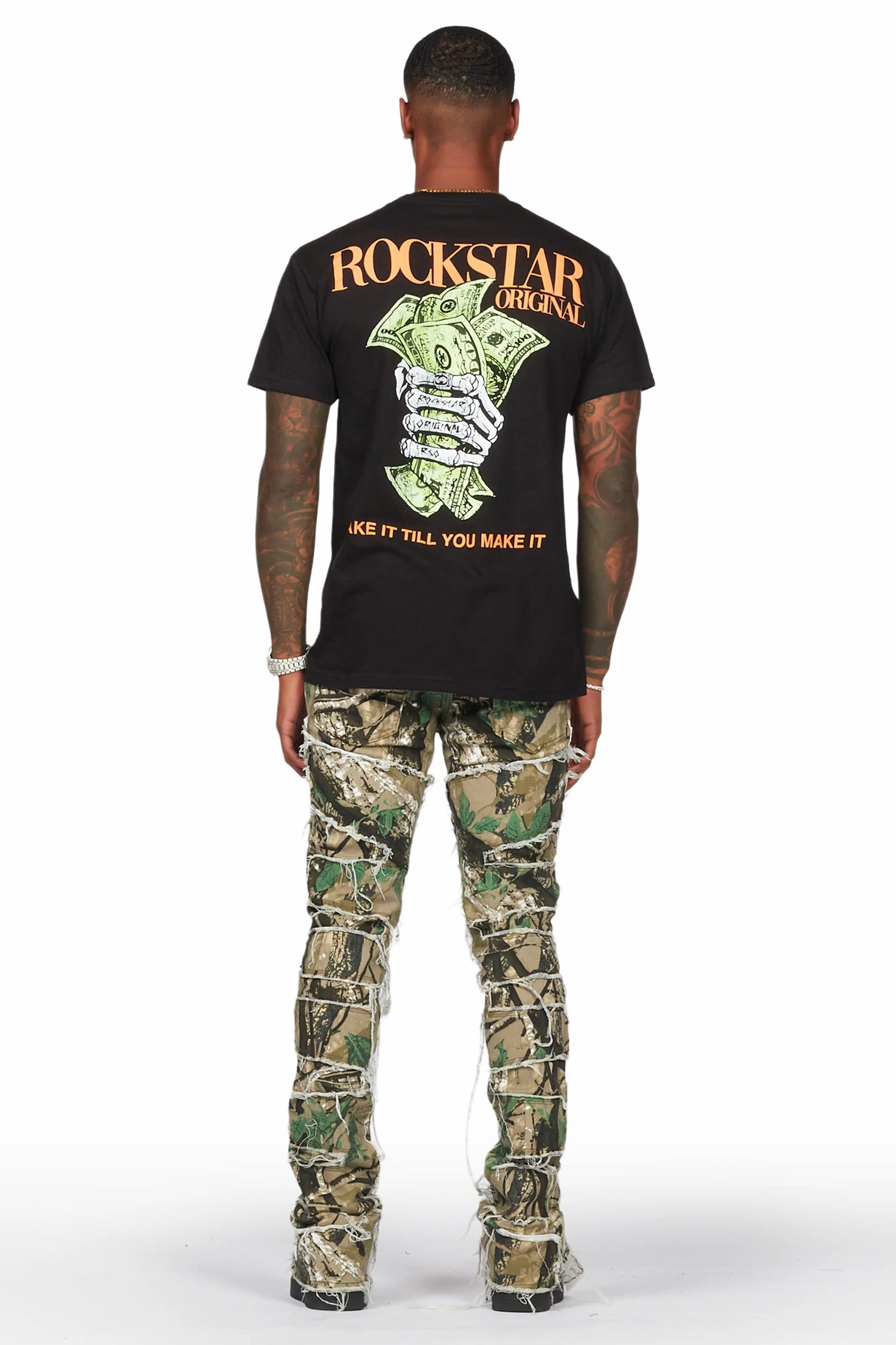 Ulysee Tree Camo Painter Stacked Flare Jean