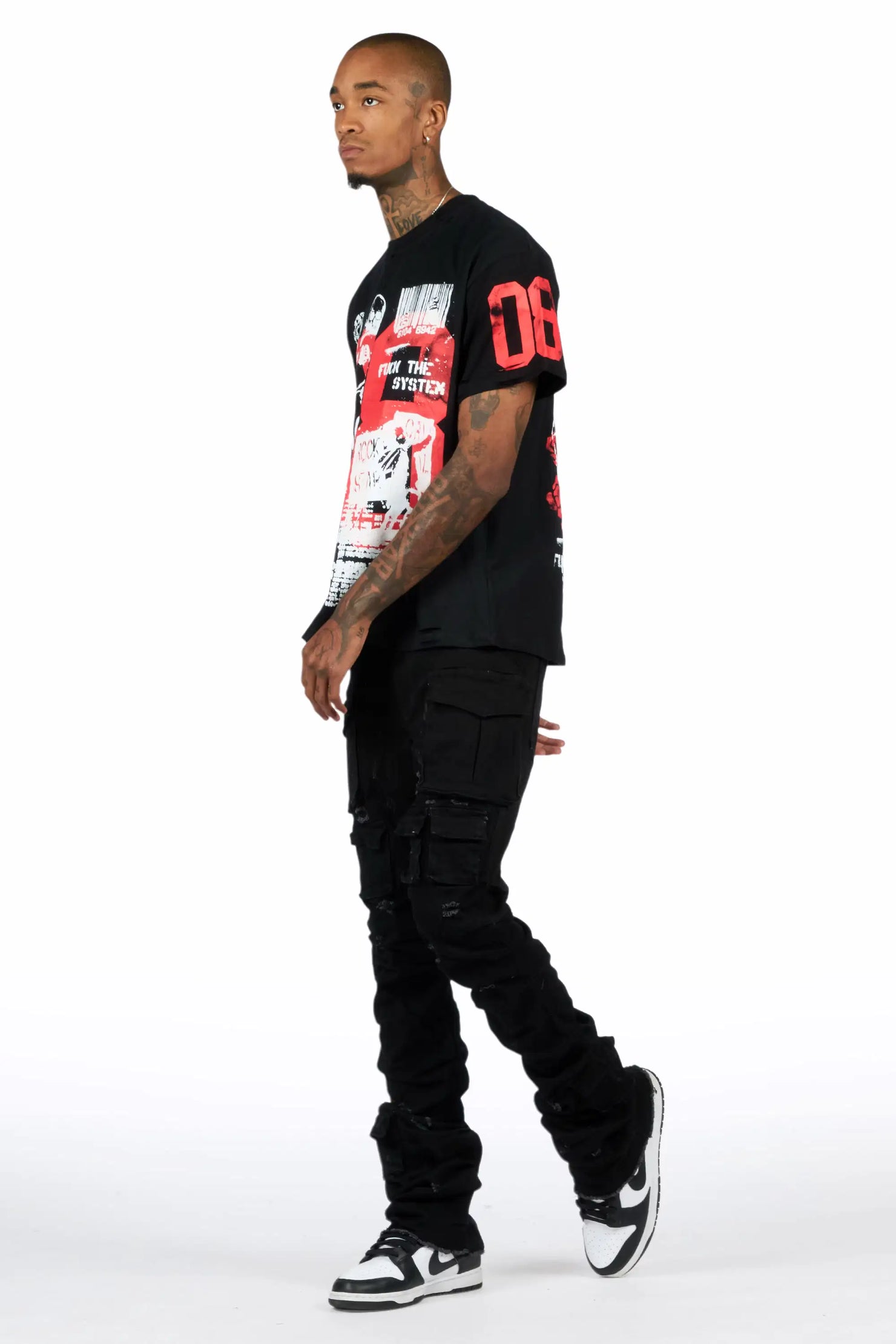 Grill Black T-Shirt/Stacked Flare Jean Bundle