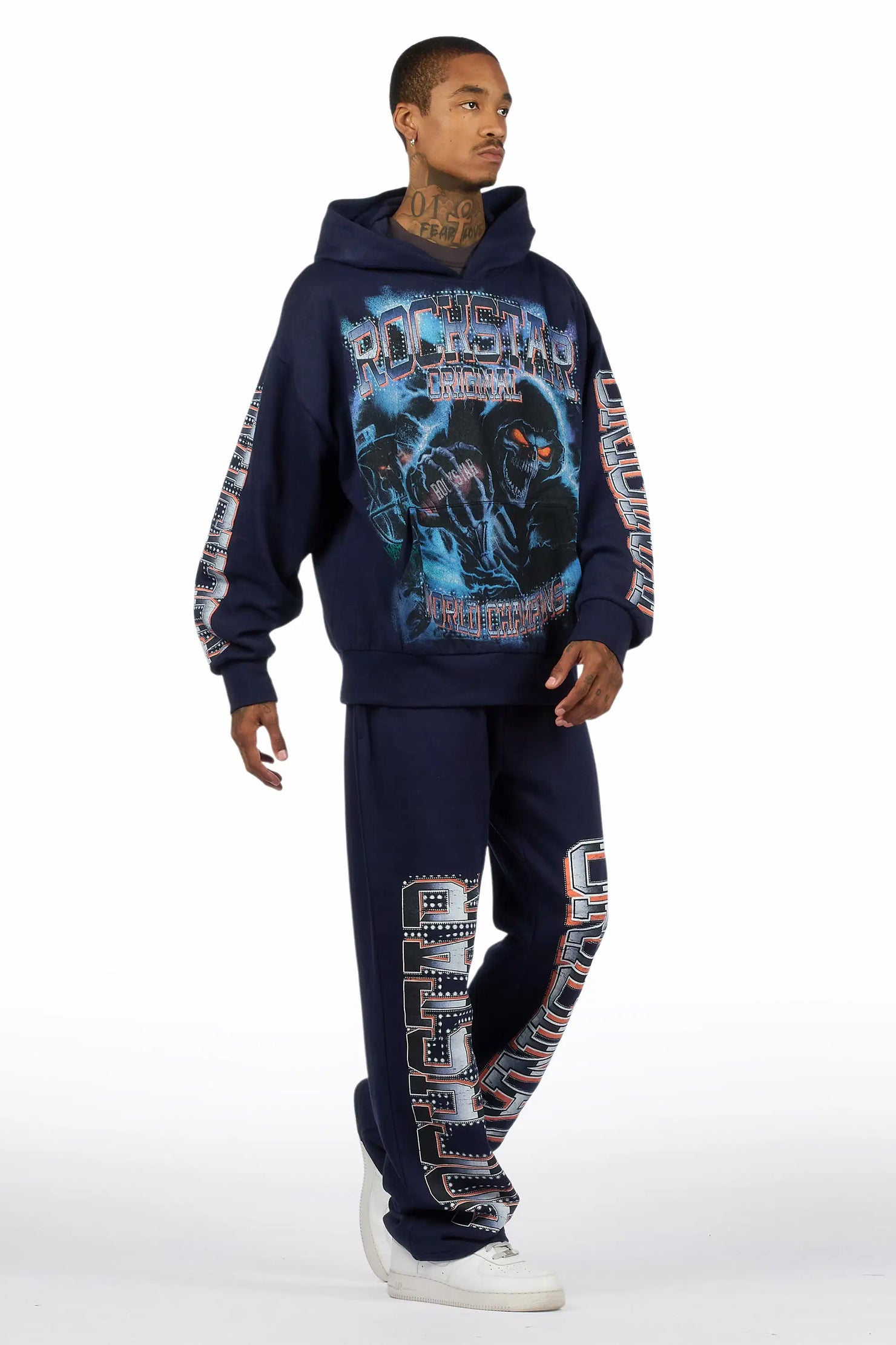 Kross Navy Hoodie/Baggy Pant Track Set