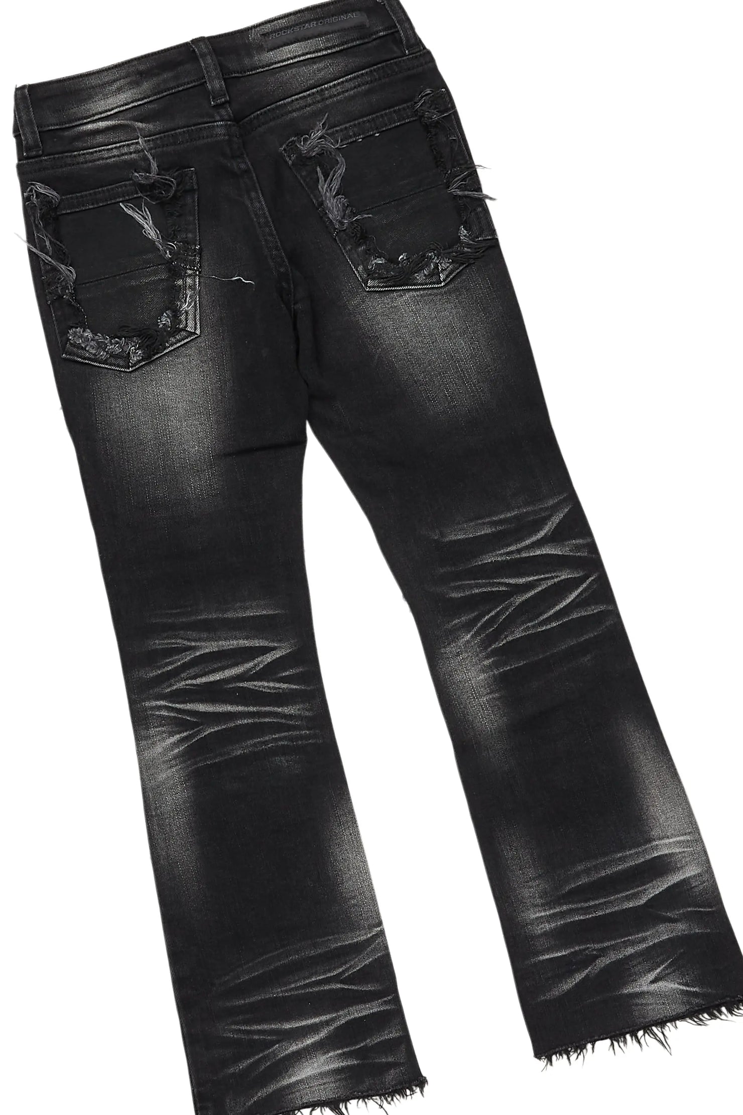 Boys Vicious Vintage Black Hoodie/Stacked Flare Jean Set