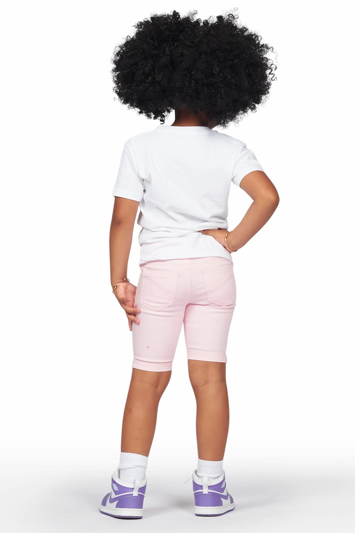 Girls Mura White/Pink T-Shirt Bermuda Short Set