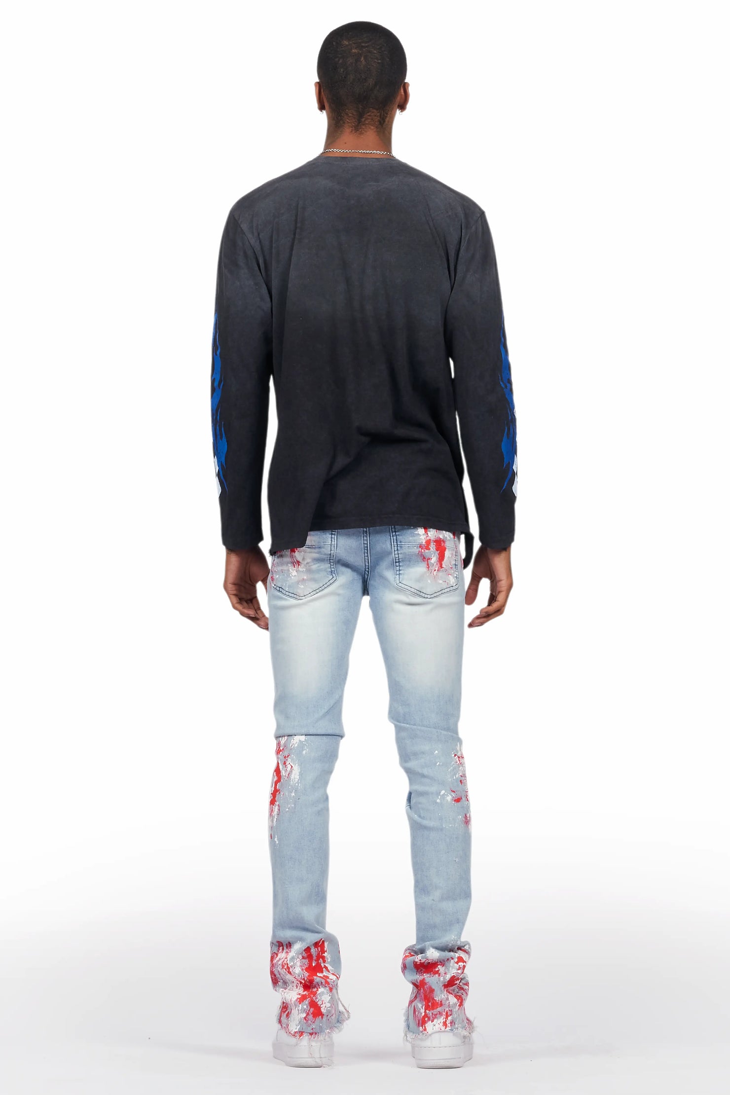 Kodak Blue/Red Painter Stacked Flare Jean