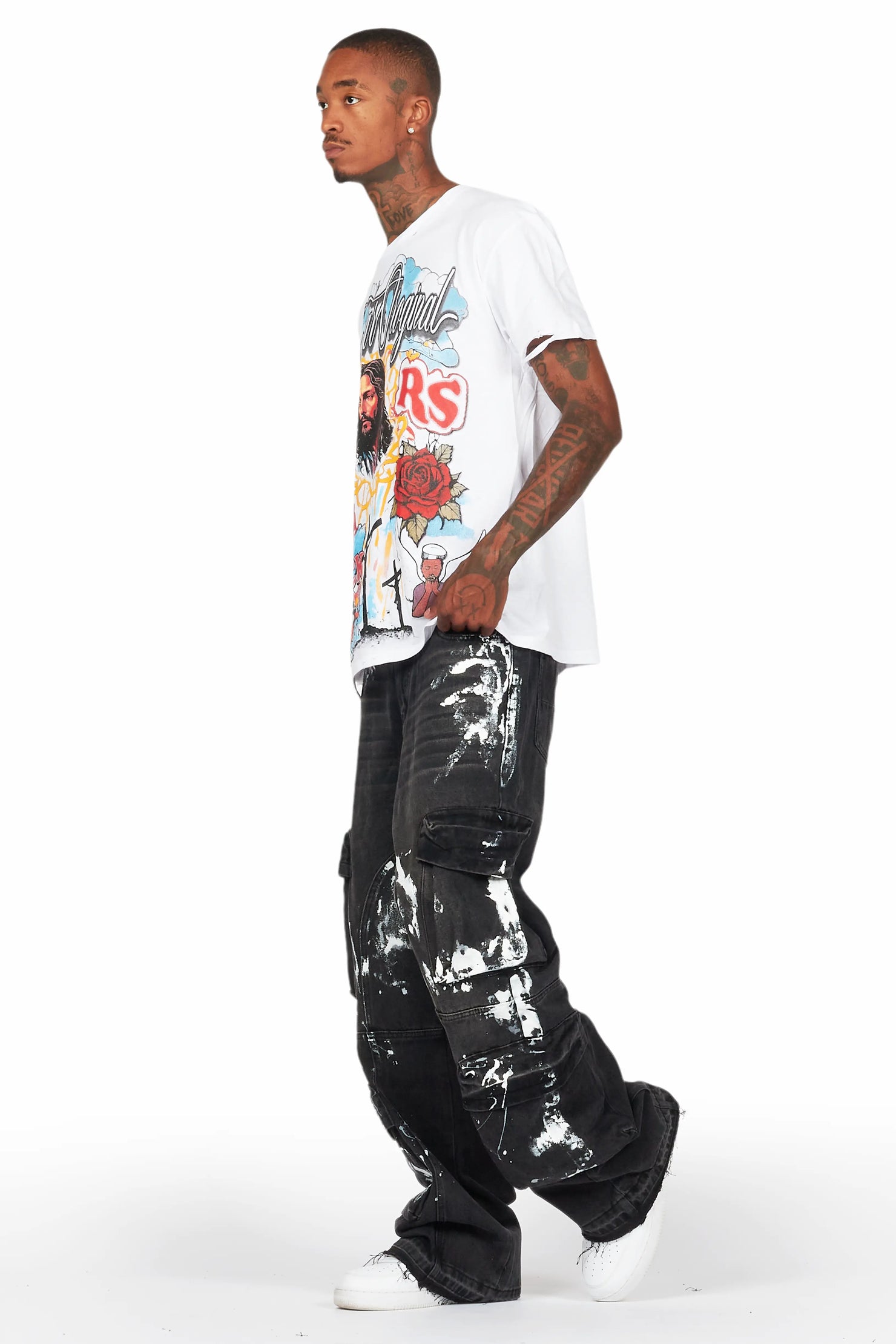 Alary Painter Black Baggy Fit Cargo Jean
