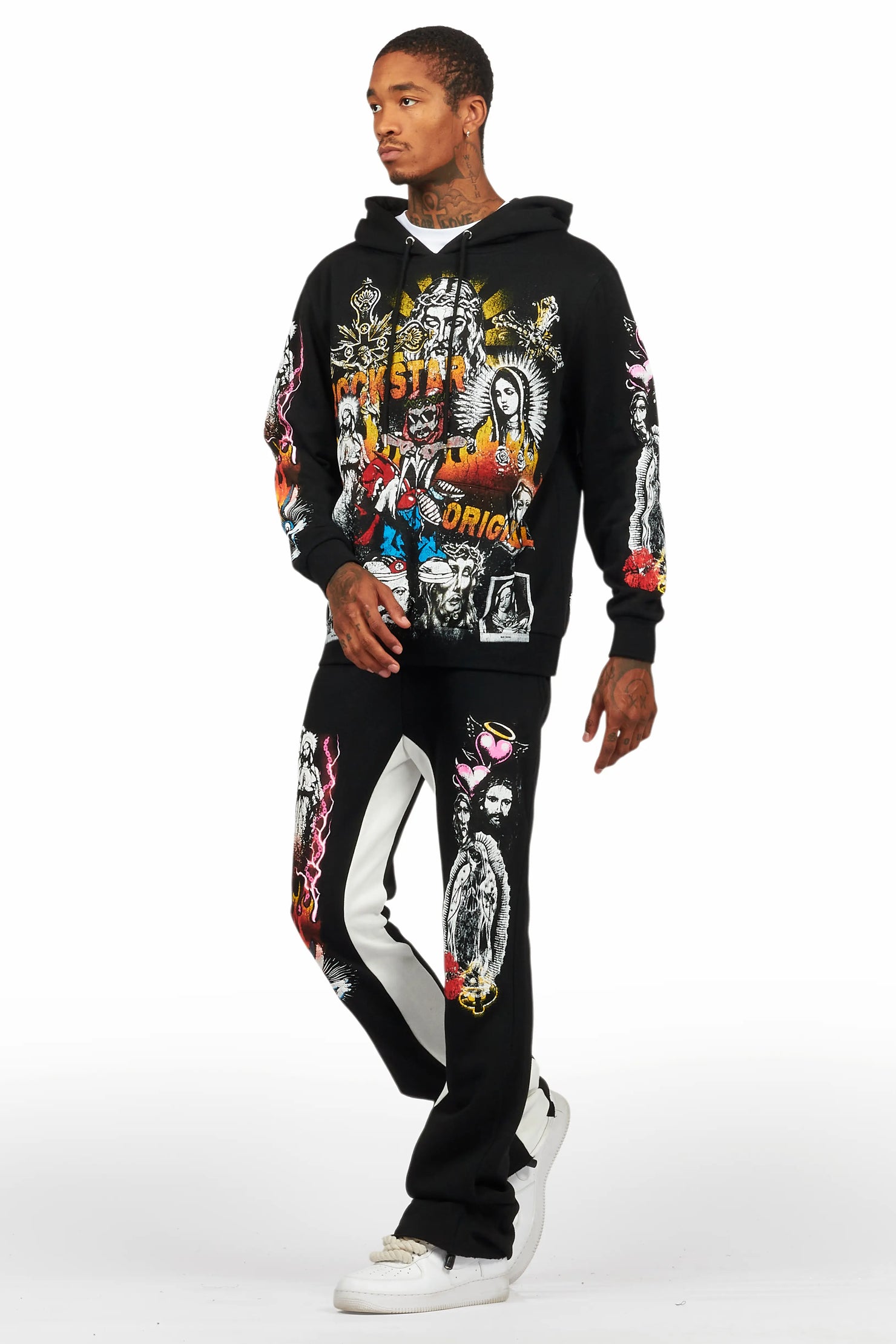 Santos Black Hoodie/Baggy Track Pant Set