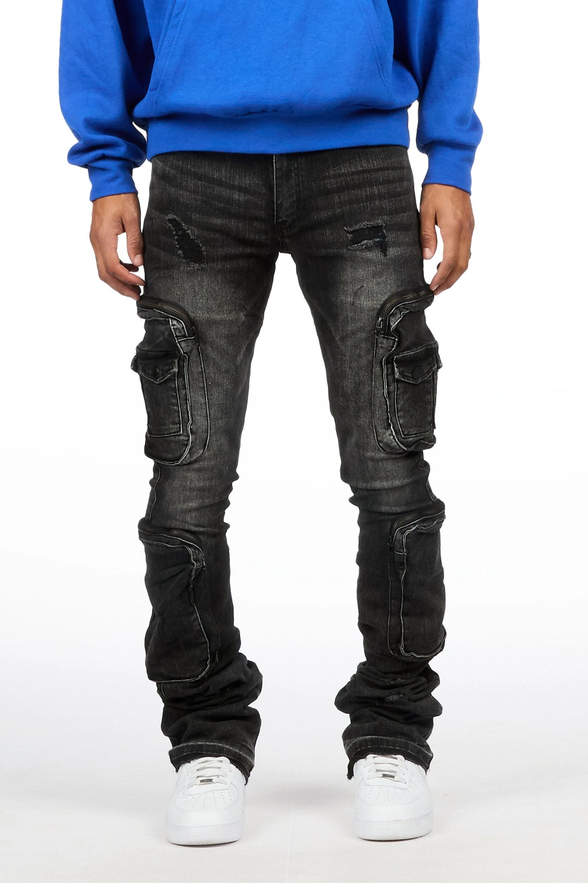 Allen Dark Grey Super Stacked Flare Jean