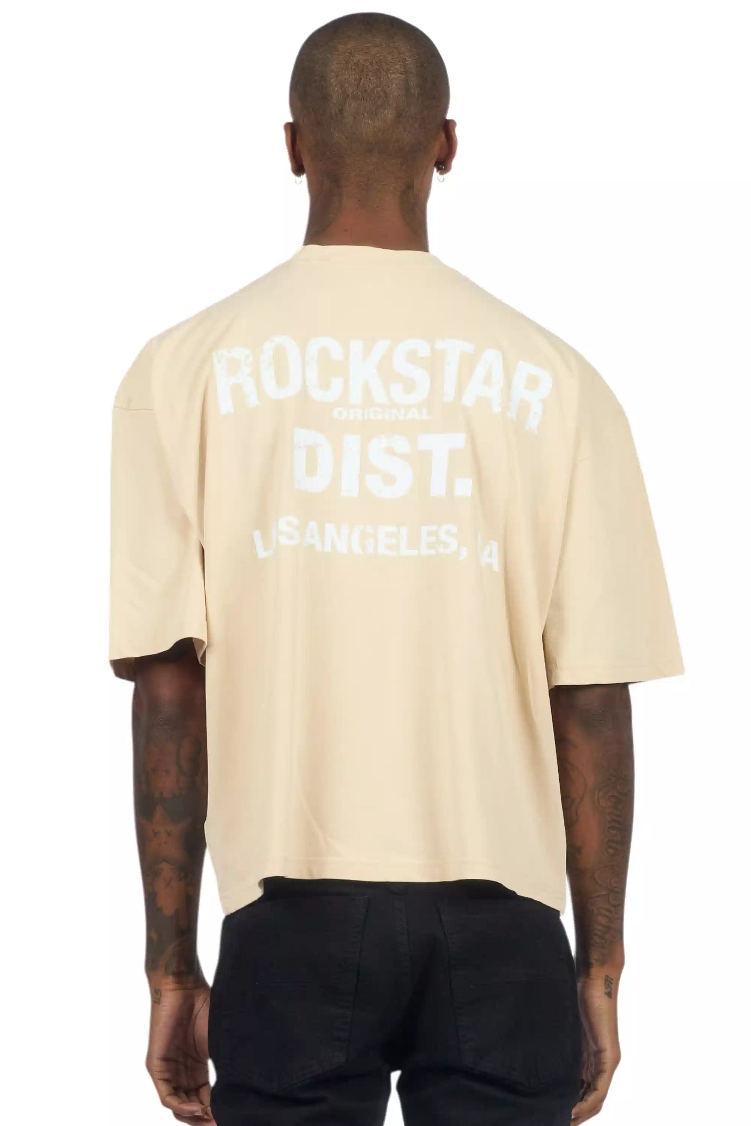 Lake Beige/White Boxy Crop T-Shirt