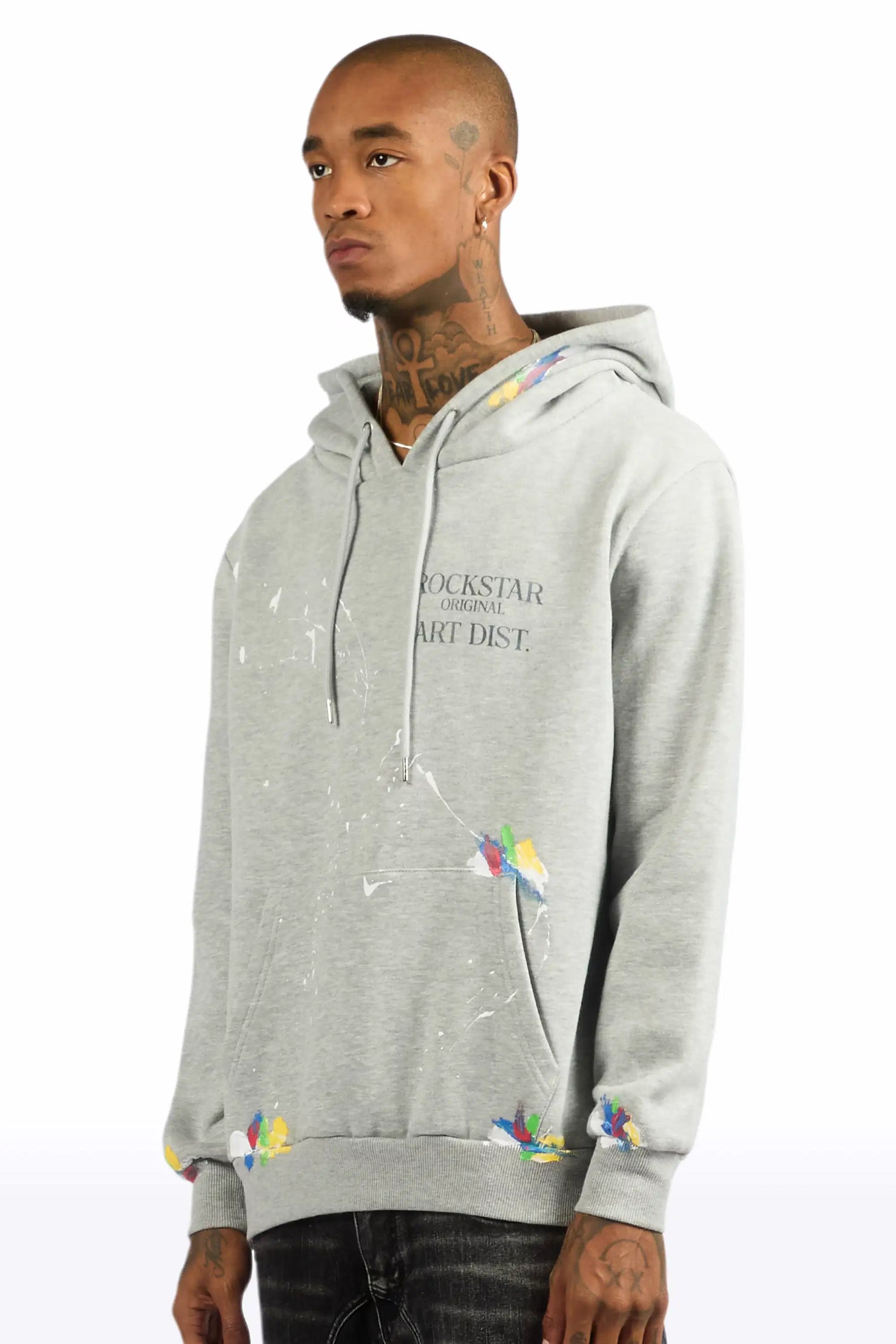 Rockstar Art Dist. Heather Grey Graphic Hoodie