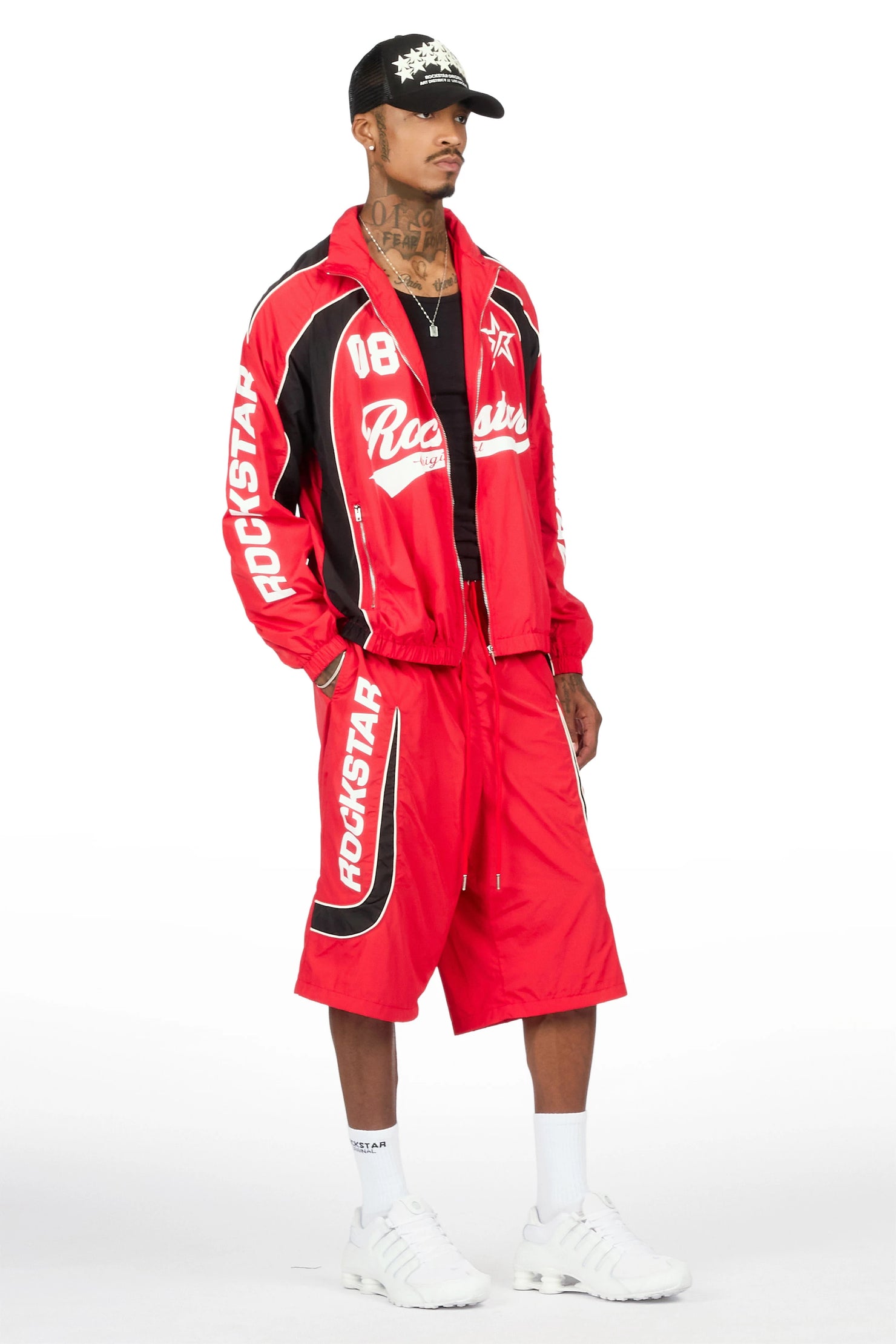 Winich Red Windbreaker Short Set