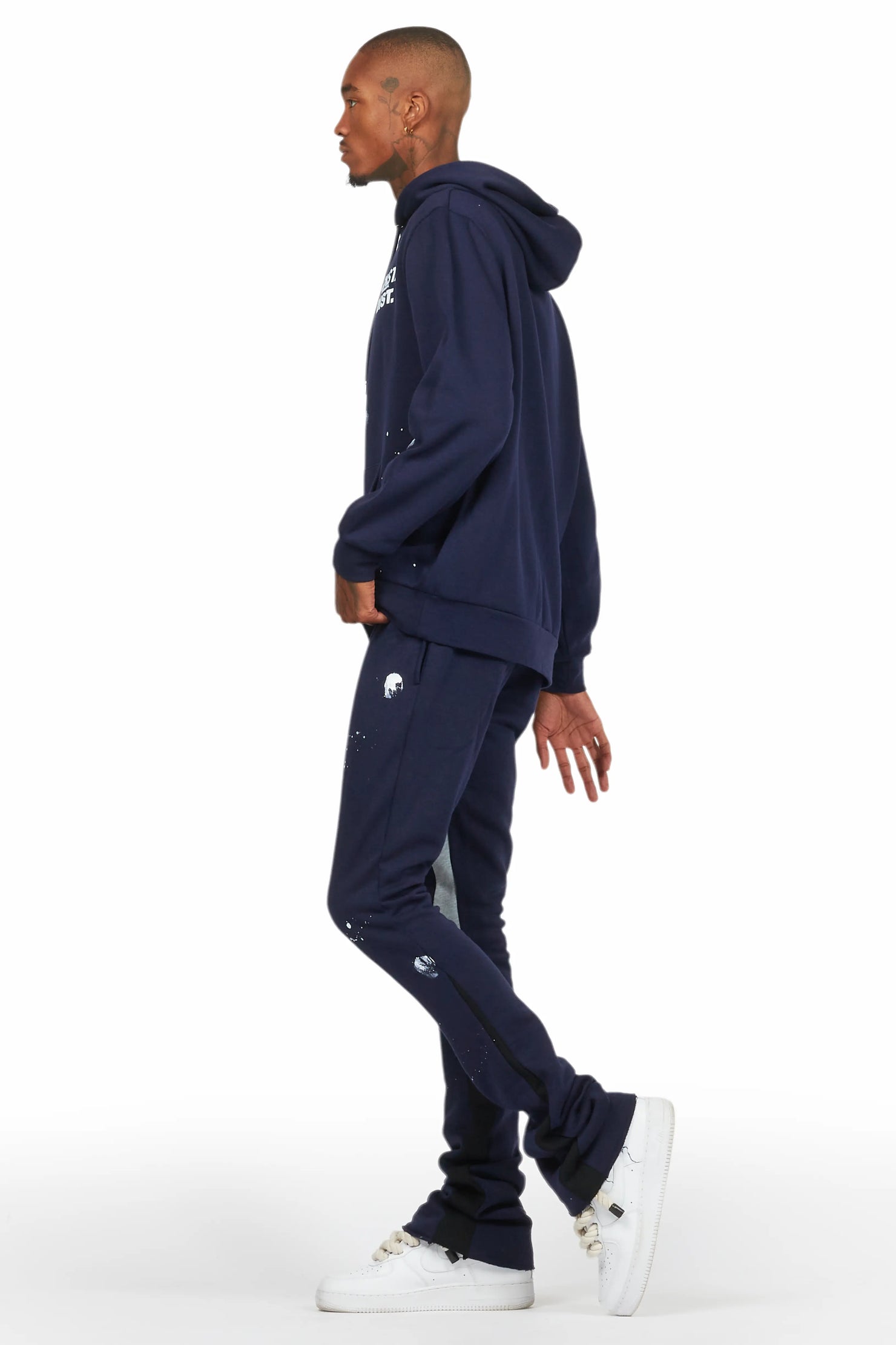 Raffer Navy Hoodie Flare Track Set