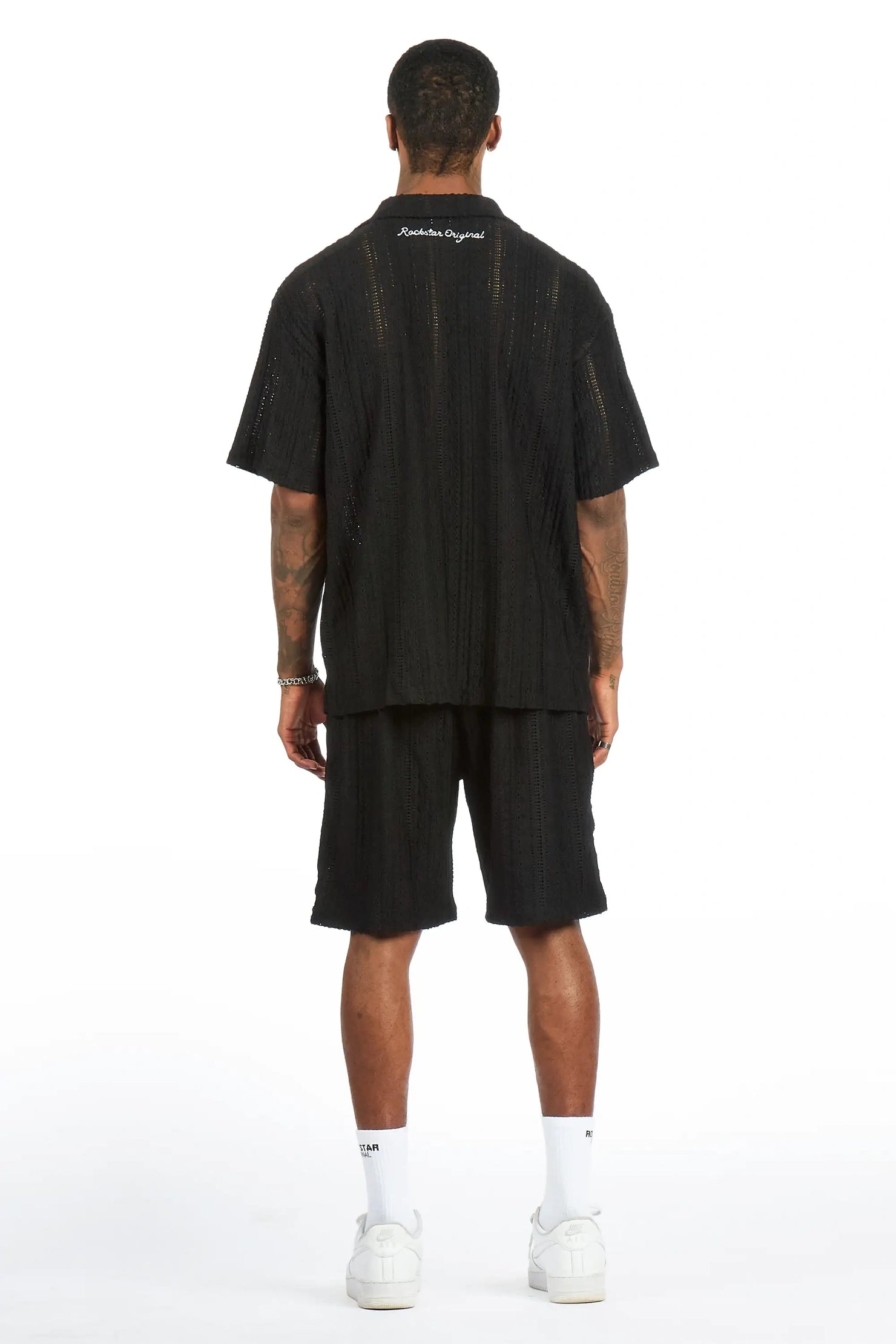 Zyaire Black Button Down Shirt/Short Set