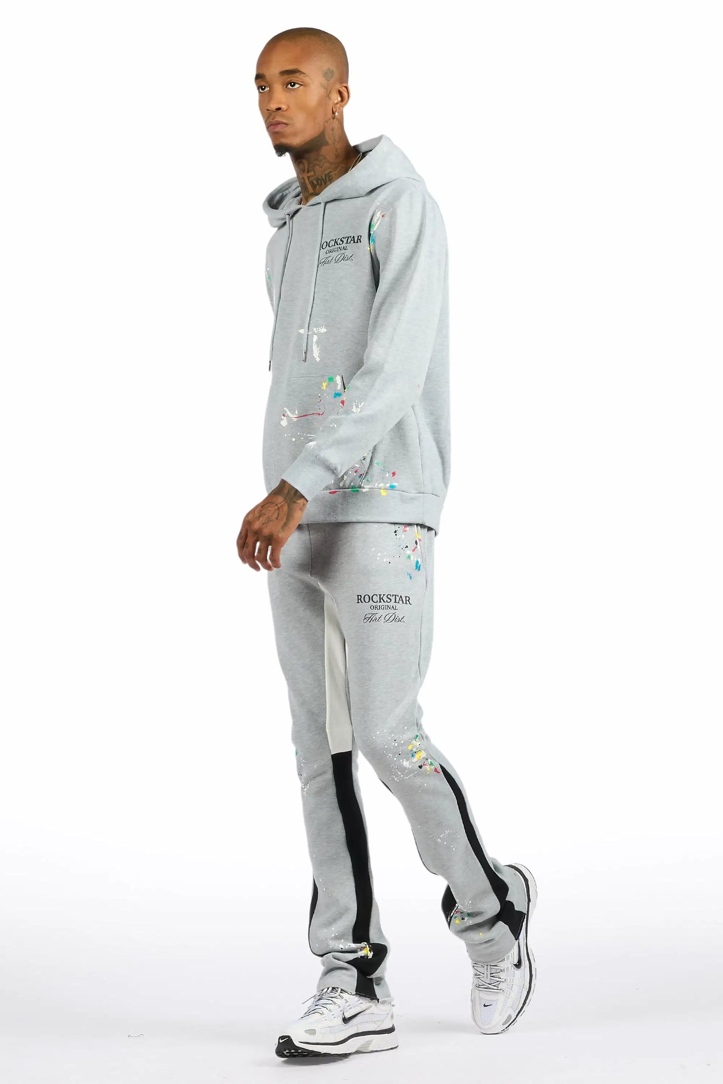 Art Dist 2.0 Heather Grey/Multi Hoodie/Stacked Flare Track Set