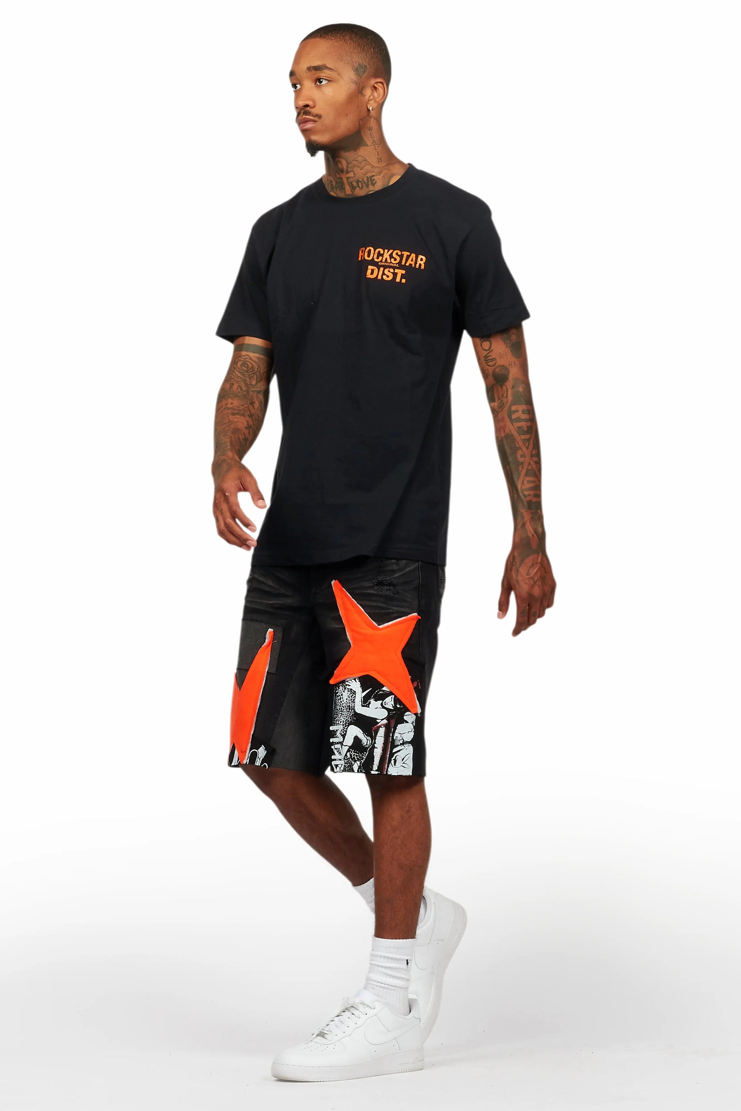 Akos Black T-Shirt/Denim Short Set