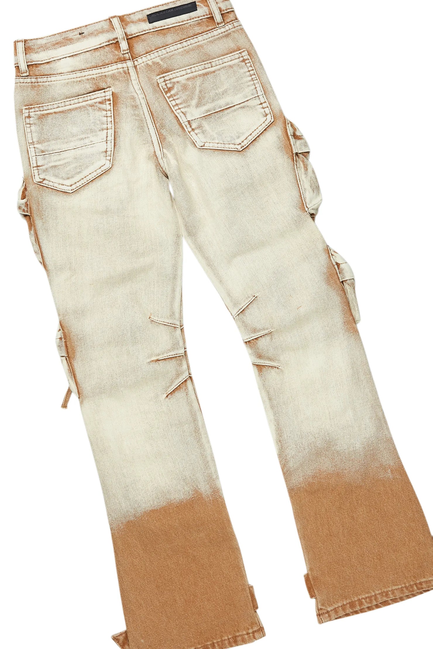 Boys Tadashi Beige Hoodie/Stacked Flare Jean Set