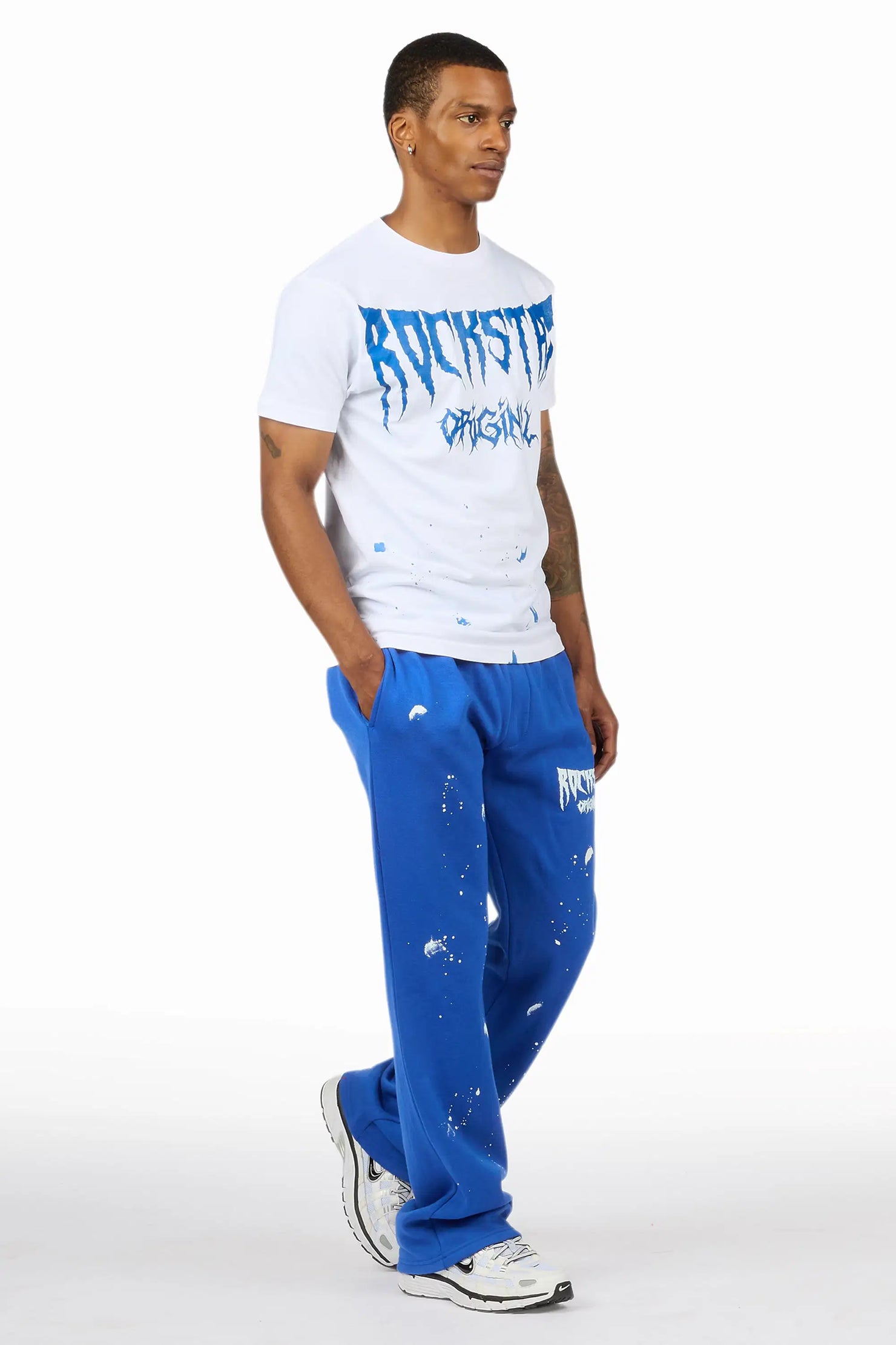Twinkle White/Royal Blue T-Shirt/Relaxed Track Set
