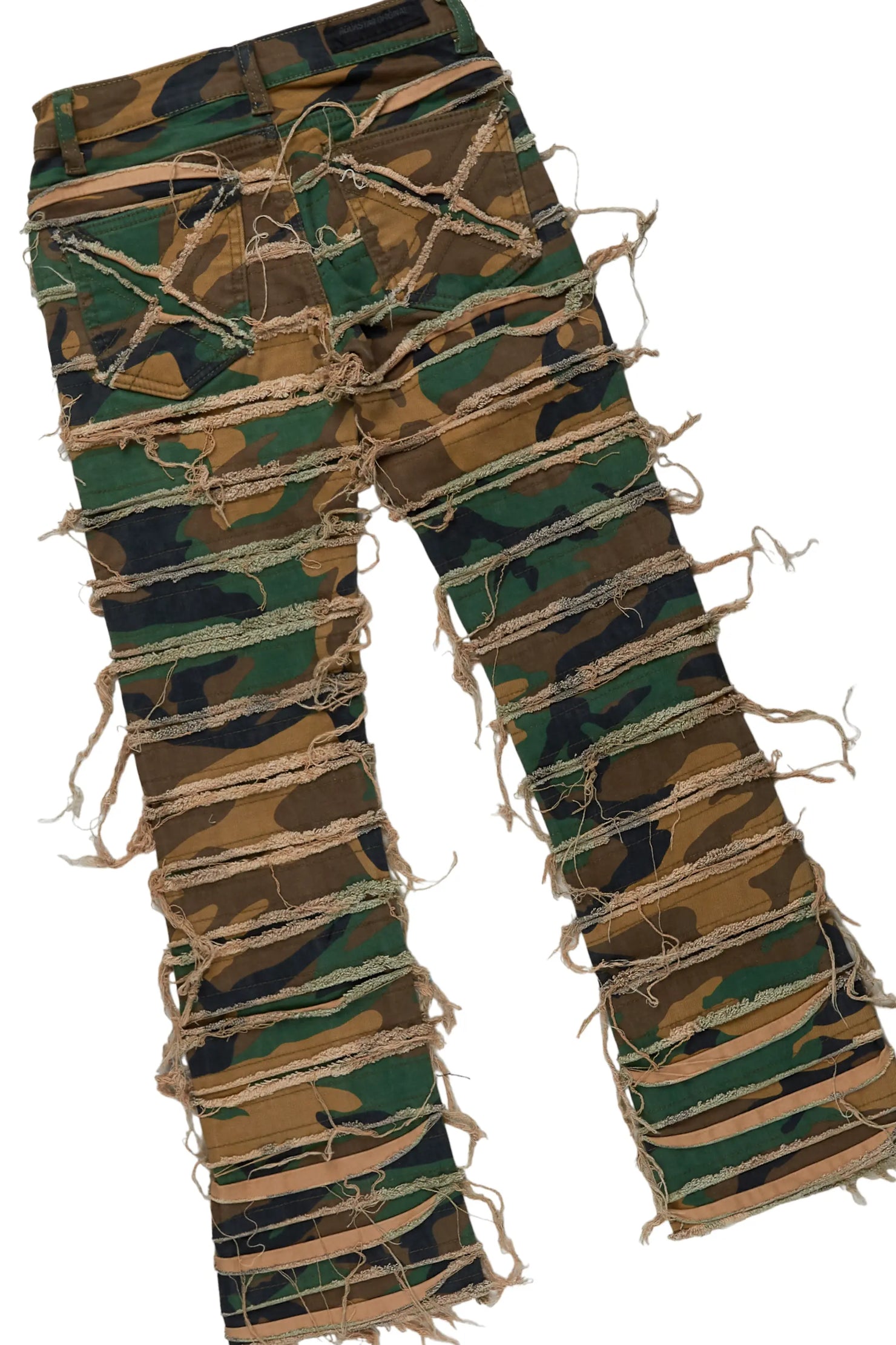 Girls Amelia Black/Camo T-Shirt/Stacked Flare Jean Set