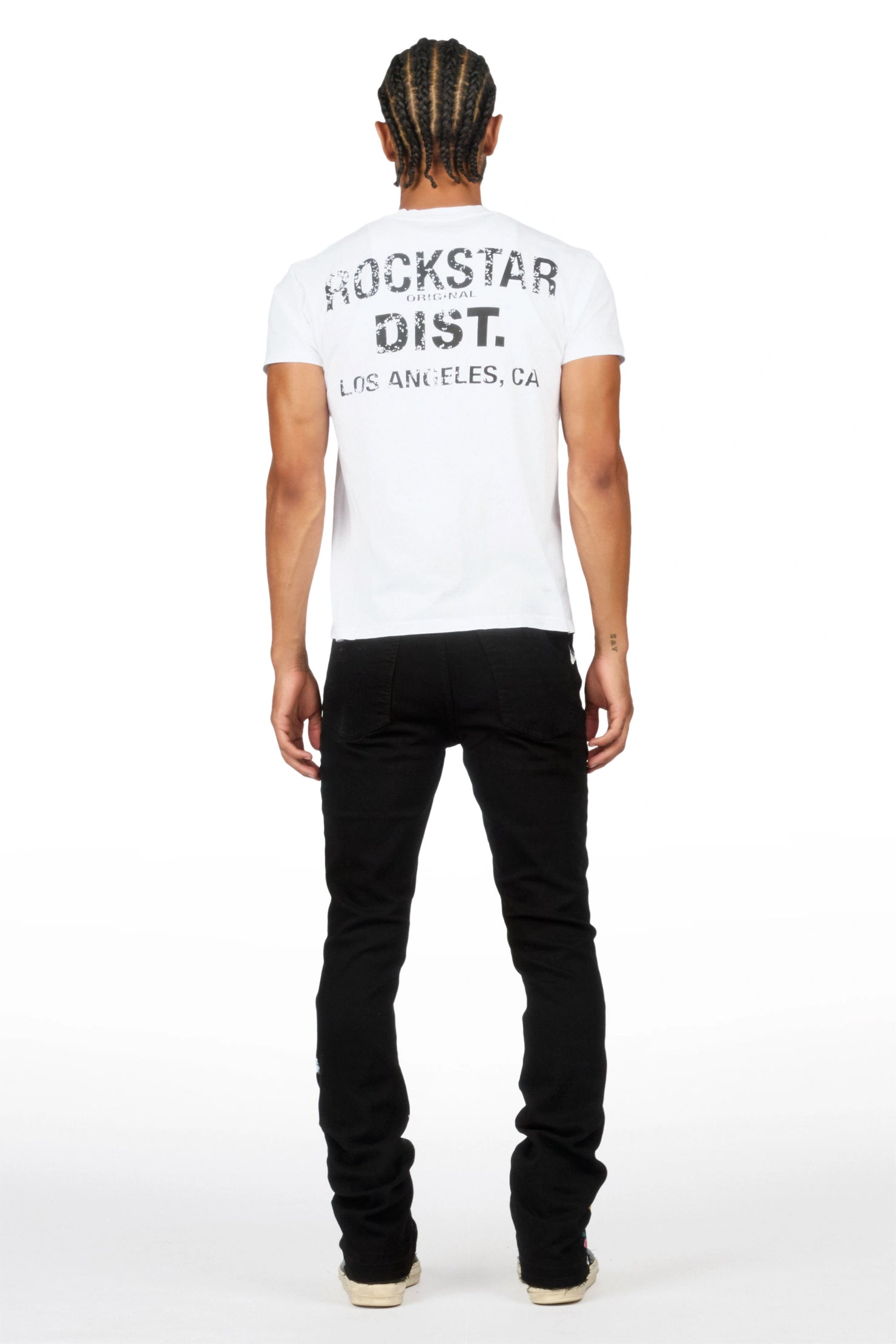 Antoni Black Painter Stacked Flare Jean