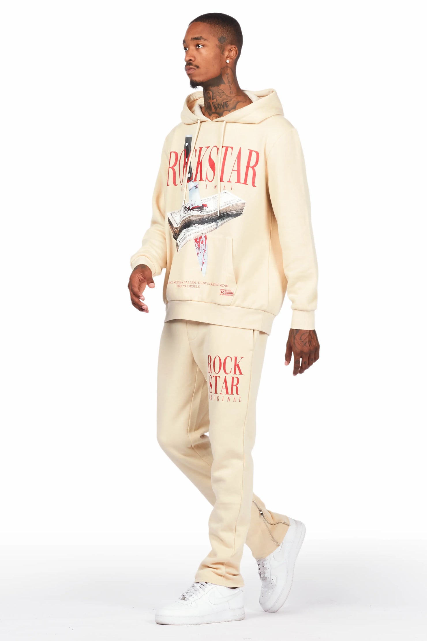 Dayte Nite Beige Slim Fit Track Set