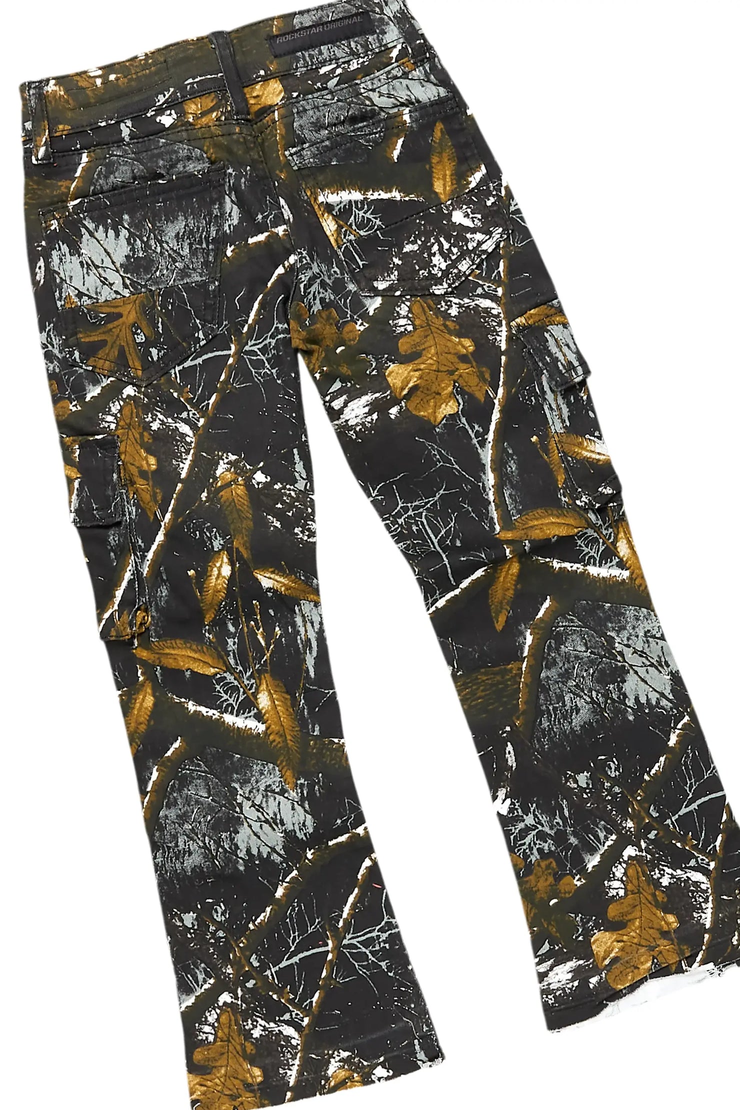 Girls Mia Black Tree Camo Hoodie/Stacked Flare Jean Set