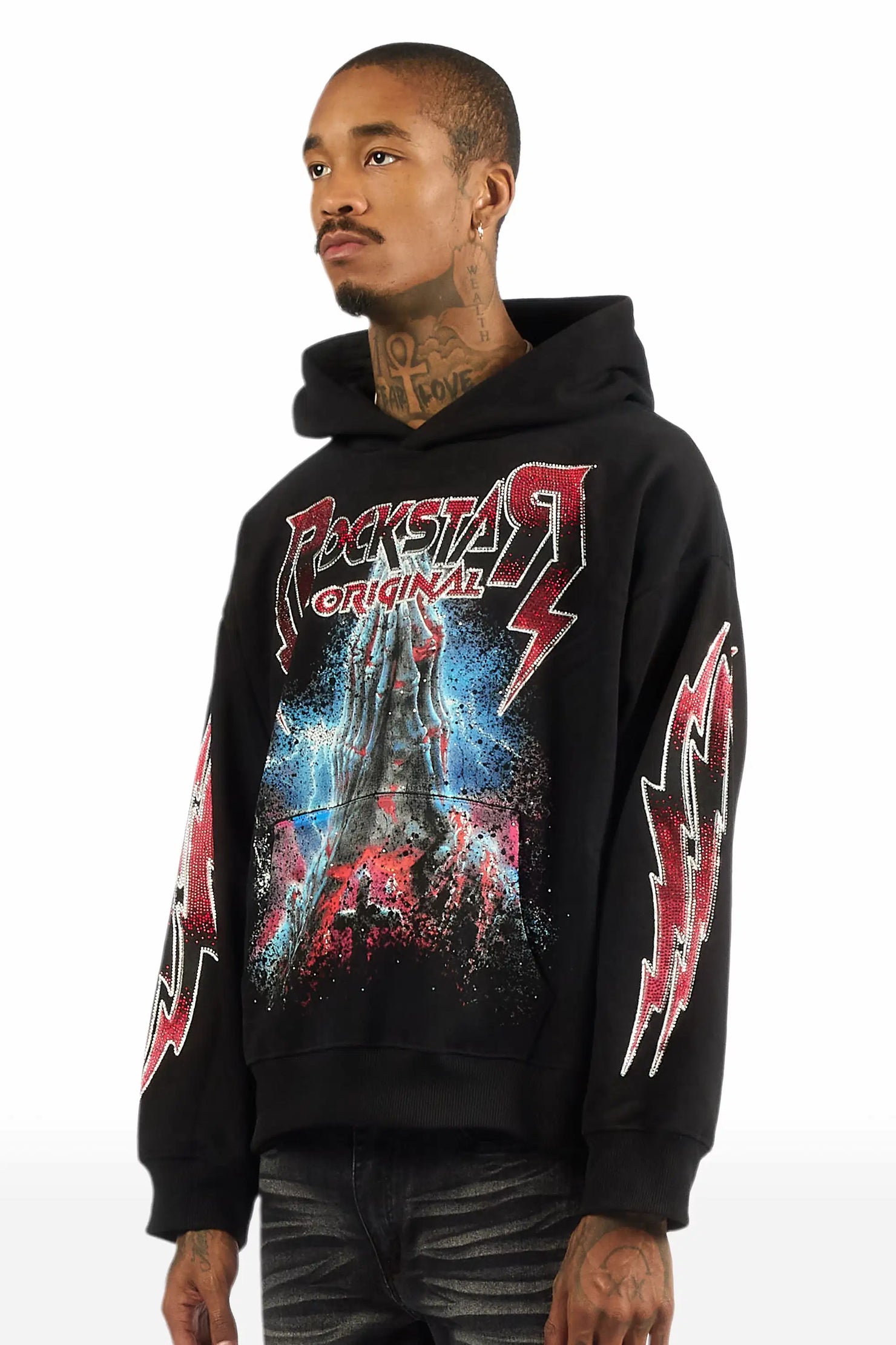 Ruhl Black Rhinestone Oversized Hoodie