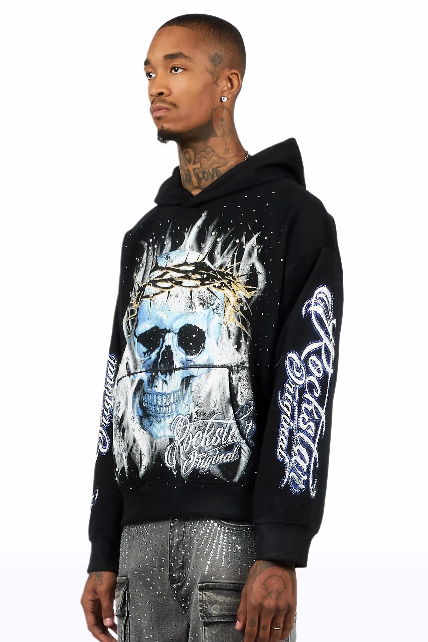 Blaise Black Rhinestone Oversized Hoodie
